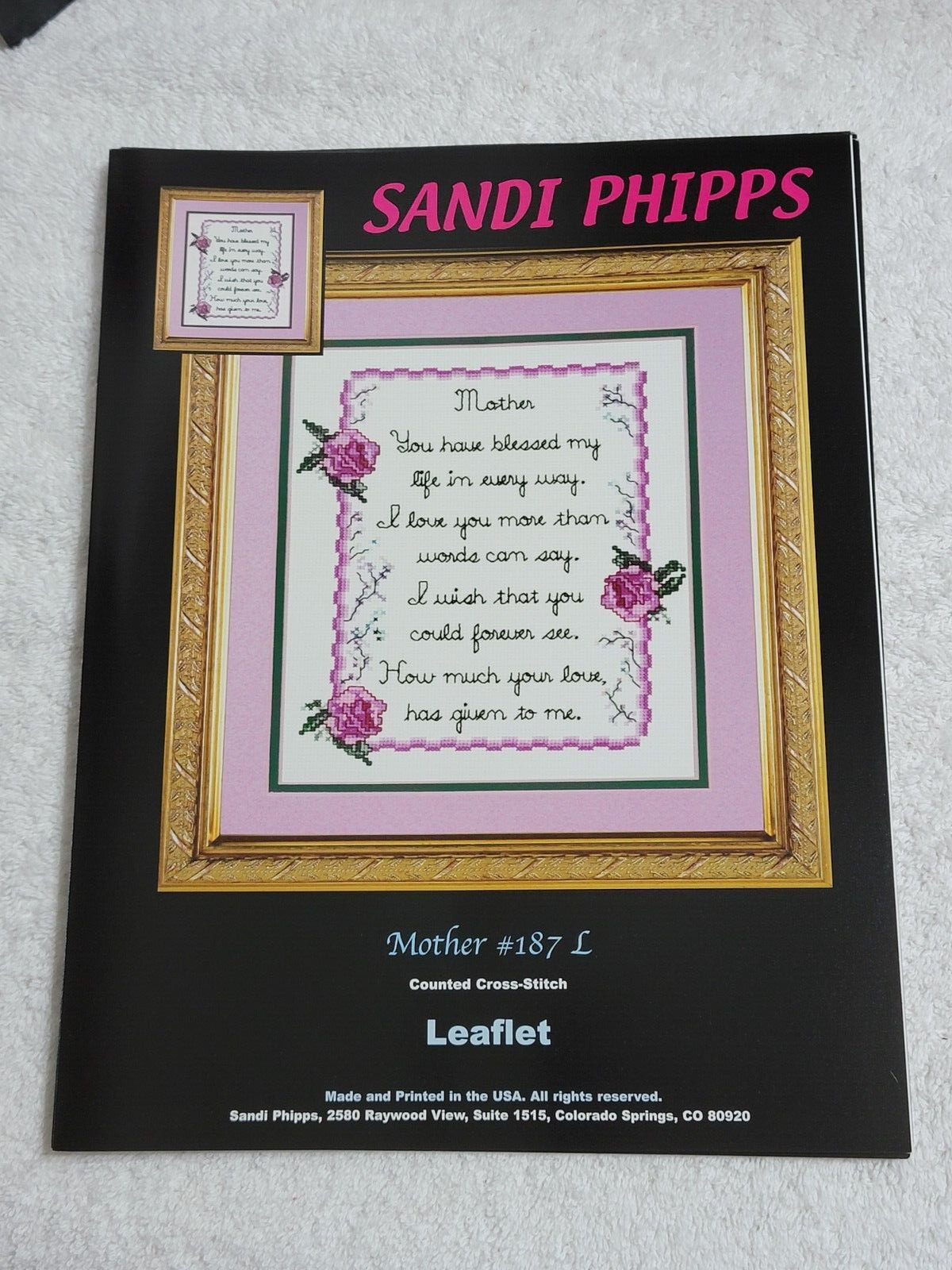 8 NEW ASSORTED SANDI PHIPPS COUNTED CROSS STITCH PATTERN LEAFLETS NEEDLEWORK