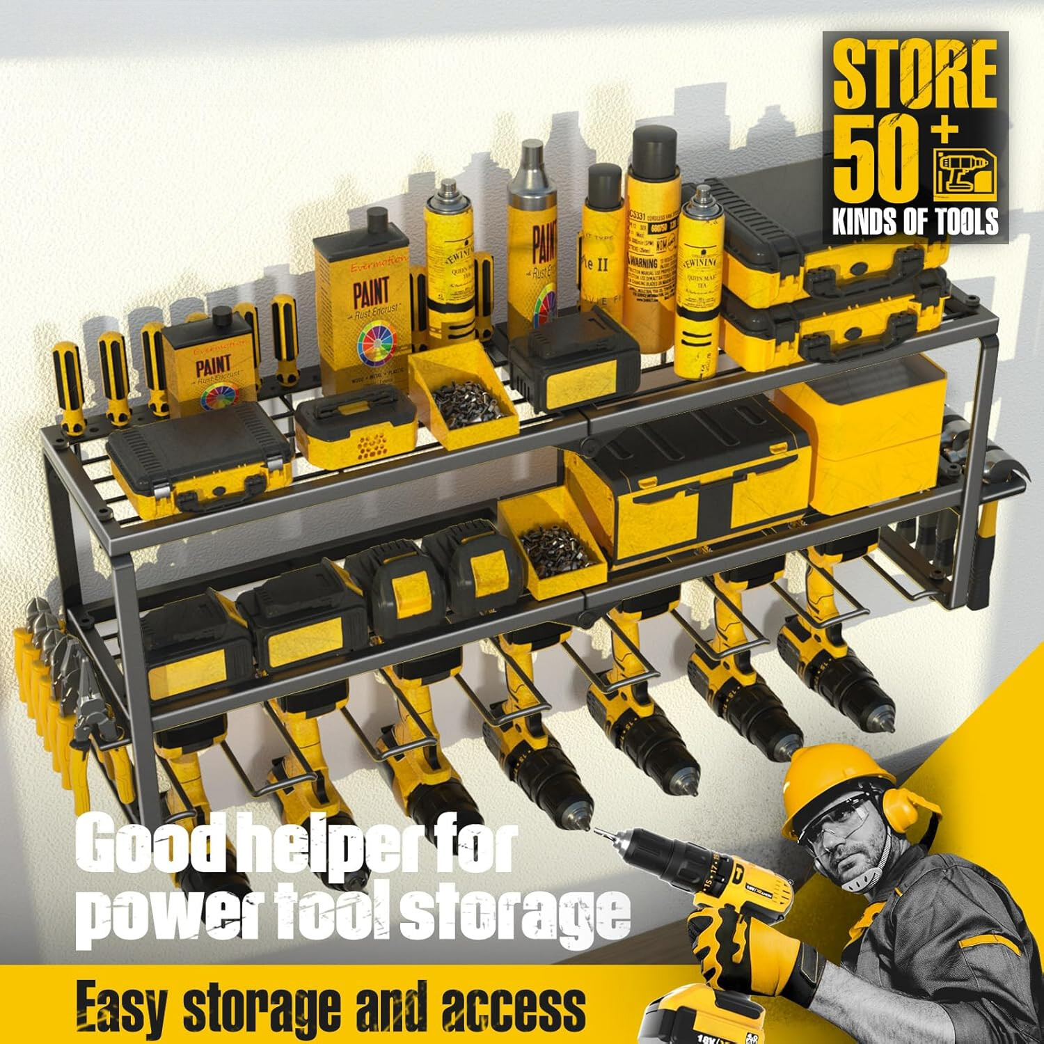 Power Tool Organizer withCharging Station Storage Rack,HeavyDuty MetalTool Racks