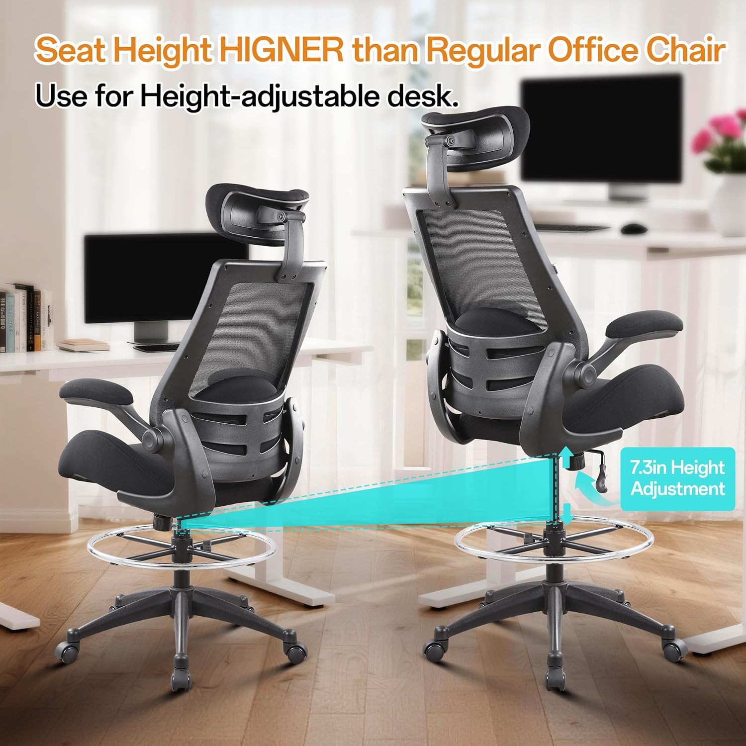 BOLISS Drafting Office Chair 400Lbs High Back Wide Standing Desk Chair Comfortab