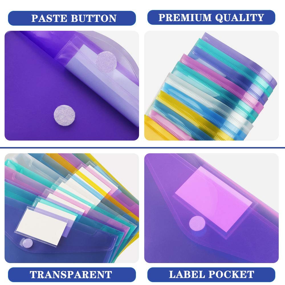 OUTYLTS 11 Pack Plastic Poly Filing Envelopes, Clear Document Folders US Lett...