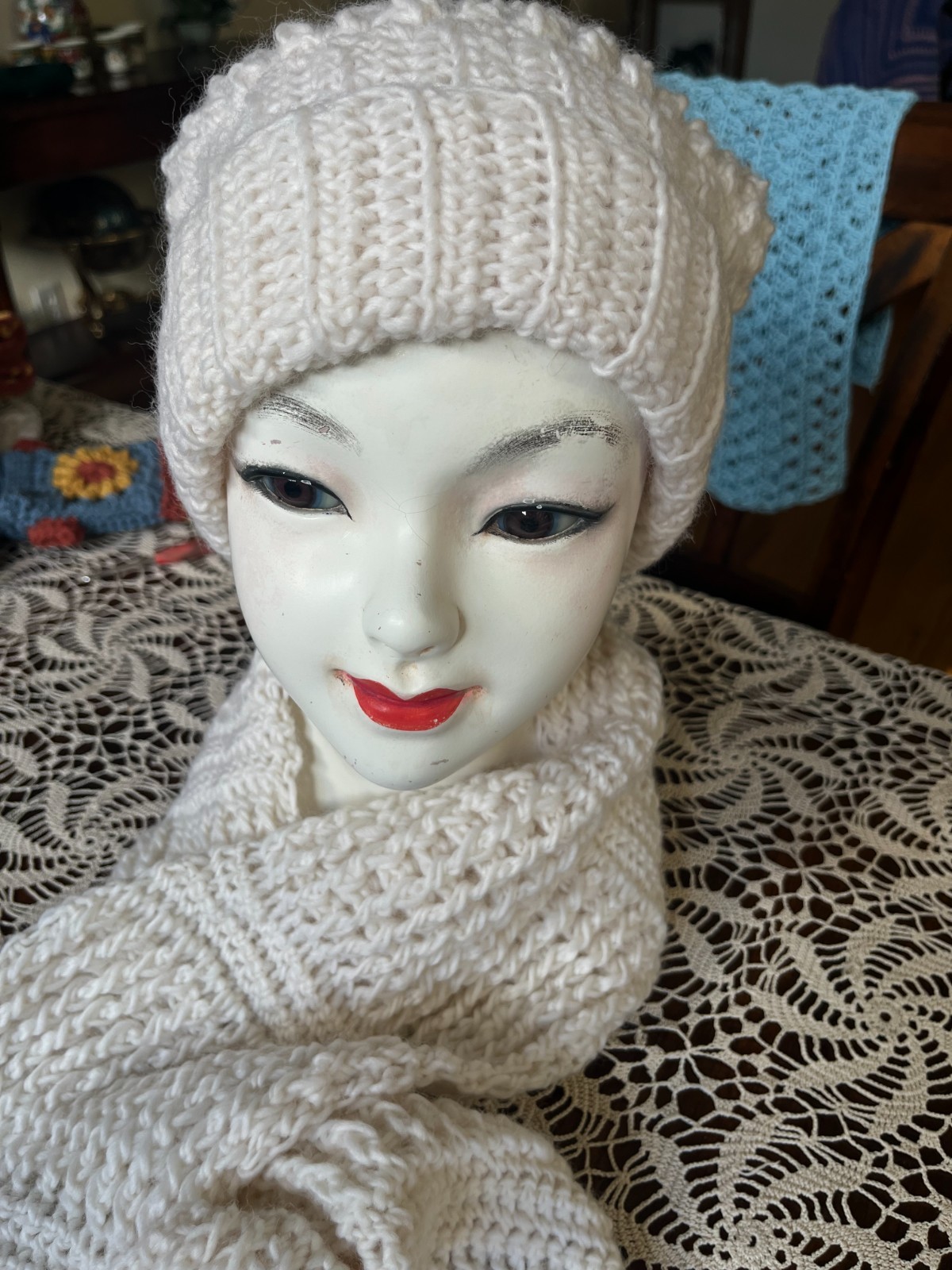 Handmade Hat & Scarf Set – Hand Crocheted, Wool-Ease (One Size)