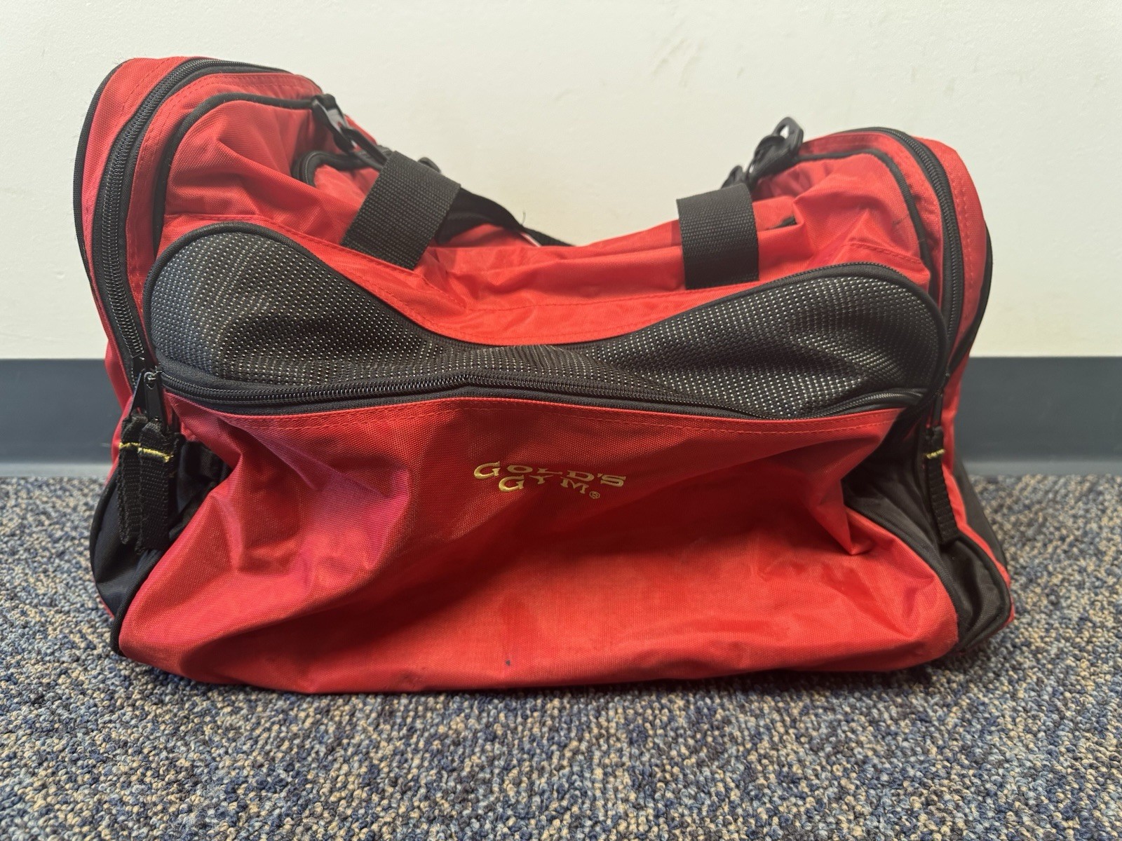 Gold's Gym Red Duffle Gym Bag, 5 Pockets 21” X 12” X 12”