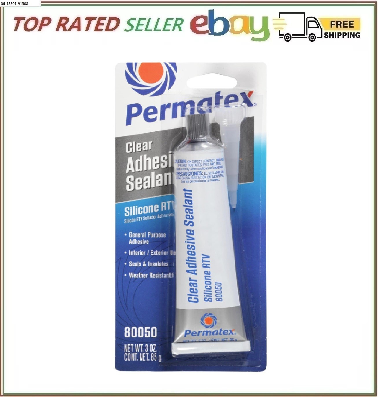 Permatex 80050 Clear RTV Silicone Adhesive Sealant, 3 oz