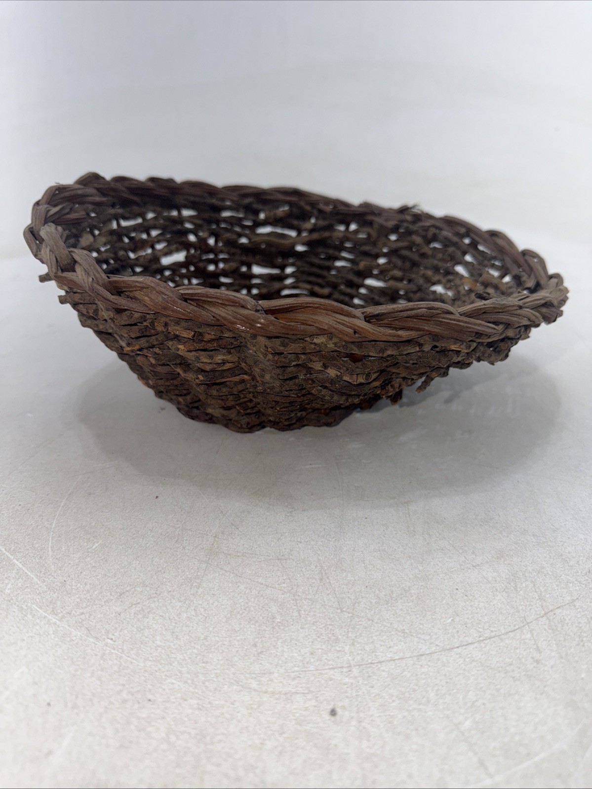 Wicker Rattan Brown Round Woven Basket