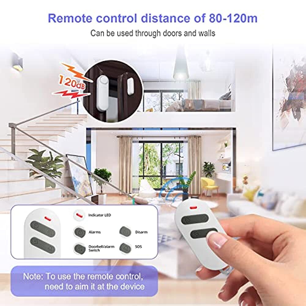 Wireless 120dB Door Window Security Alarm Sensor Remote Control Home Entry Alert