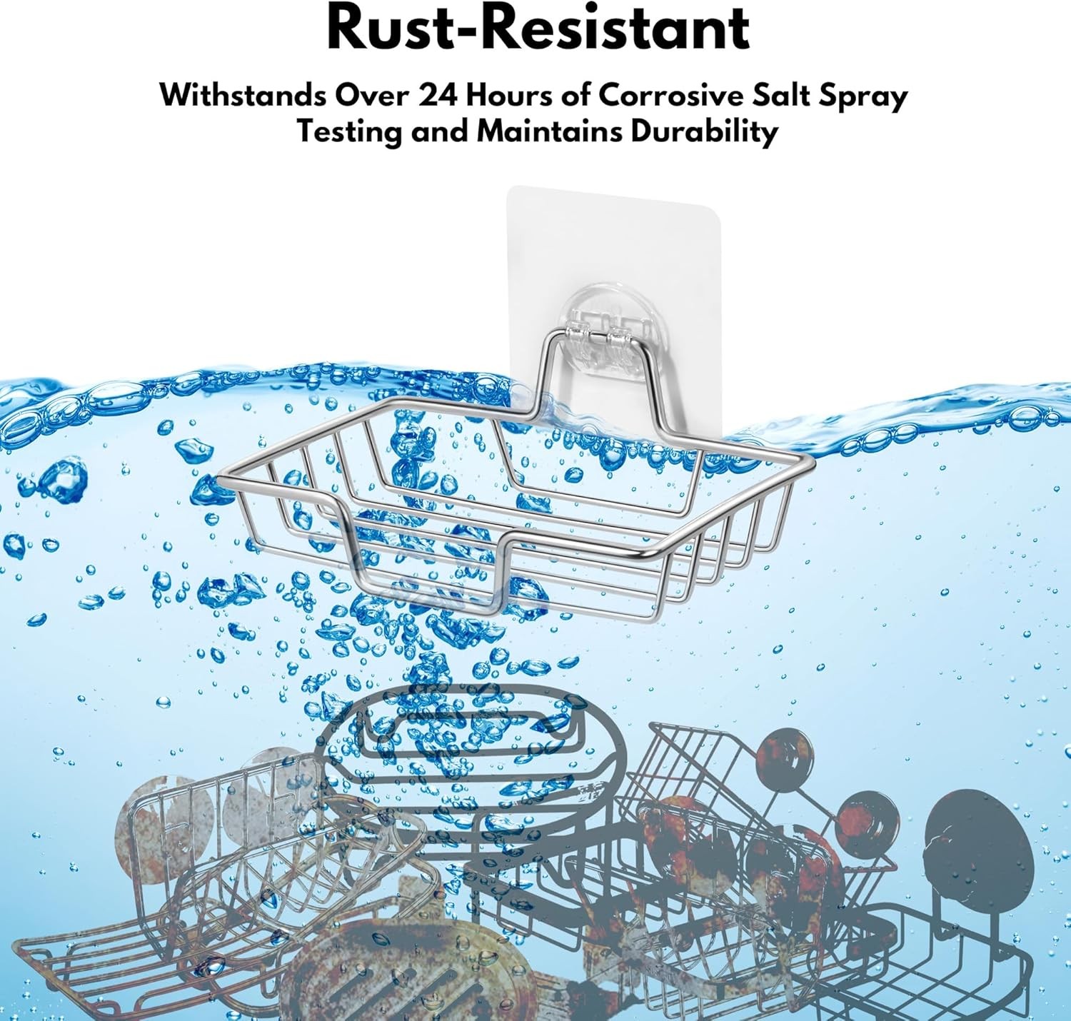 Rainspire Soap Dish Holder, No Drilling, 304 Rustproof Stainless Silver