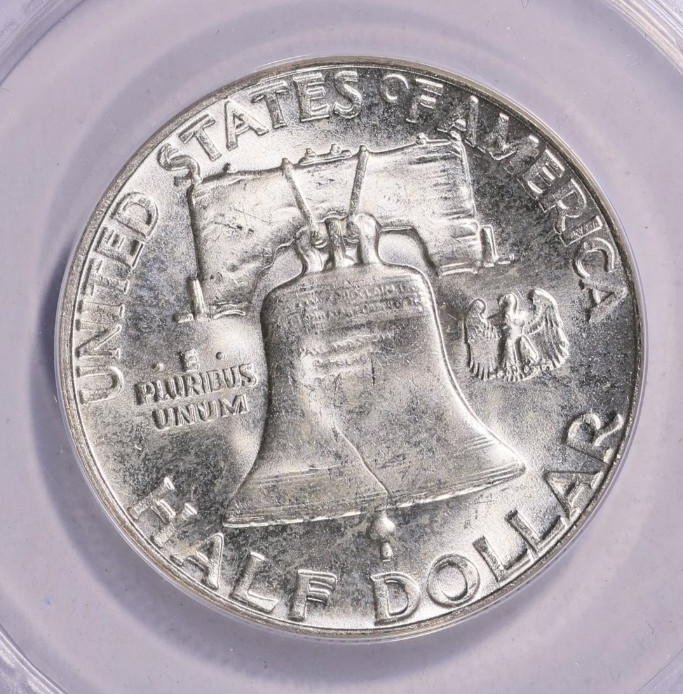 1955 FRANKLIN HALF DOLLAR ANACS MS65 FBL