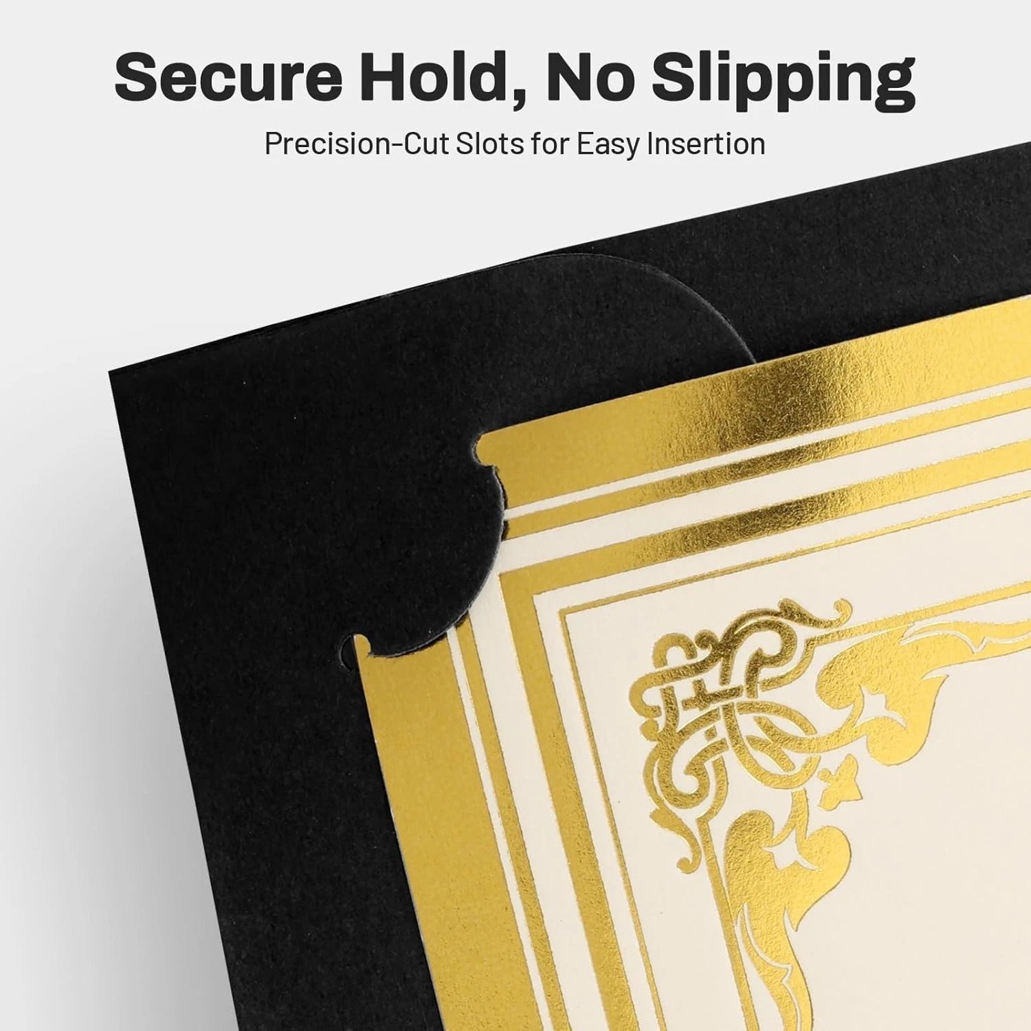 Black Certificate Holders, 50 Pack - Gold Foil Border