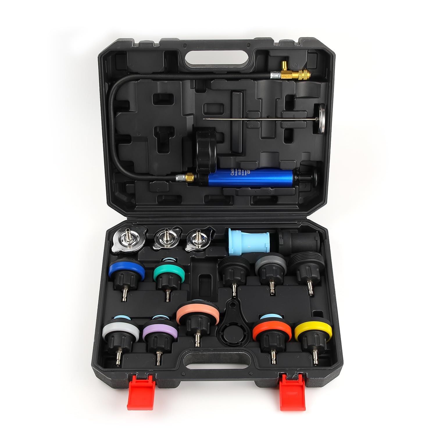 Gnhydxfe 18pcs Universal Radiator Pressure Tester Kit, Coolant Vacuum black