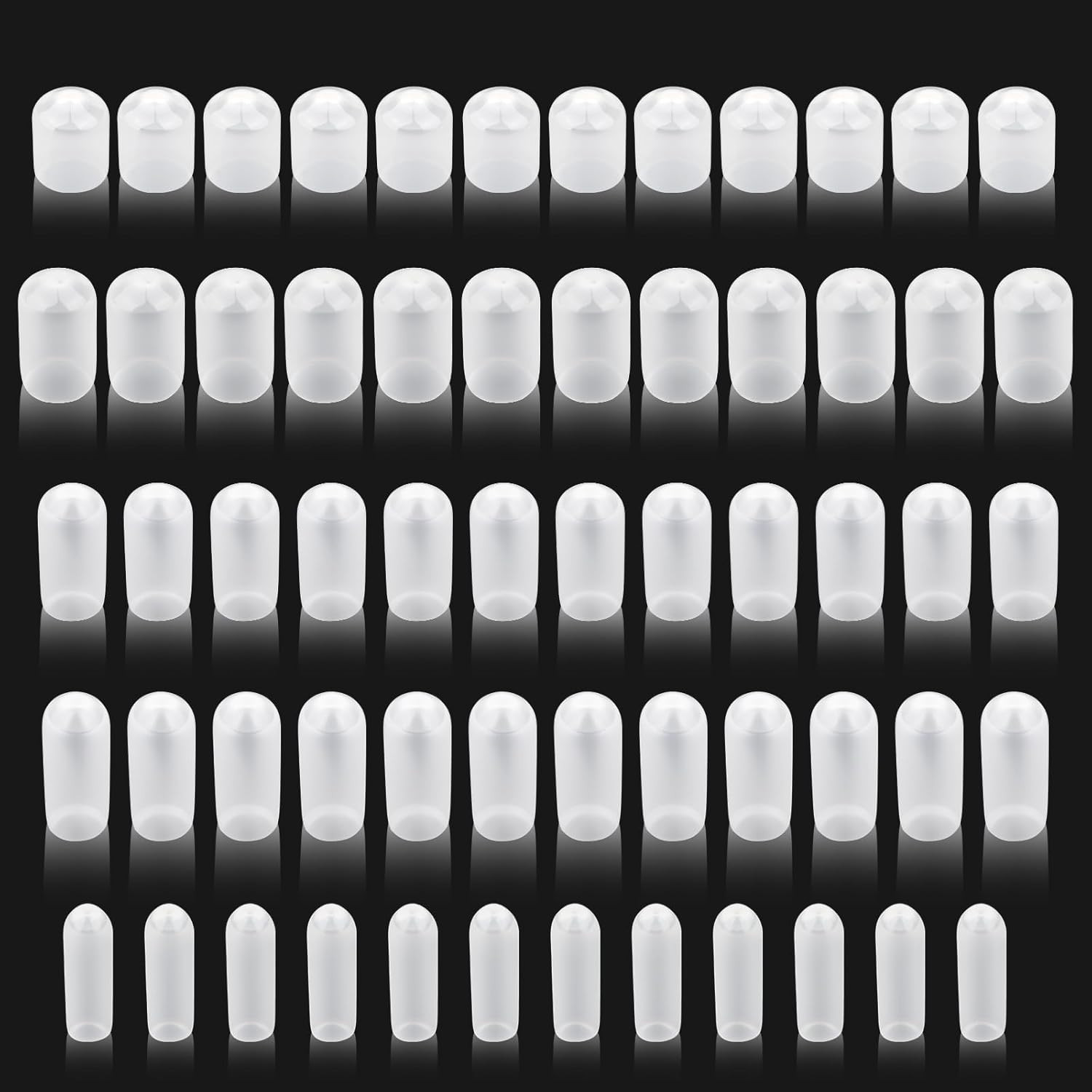 60Pcs Rubber End Caps, Flexible Screw Thread Protector Covers for Metal Tube & R