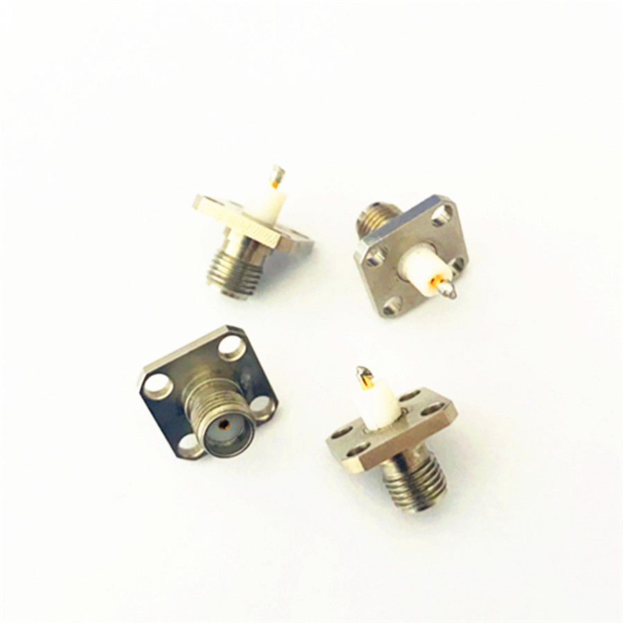5pc Gold SMA (SMA-KFD4) female PTFE with 4 holes flange solder connector high qu