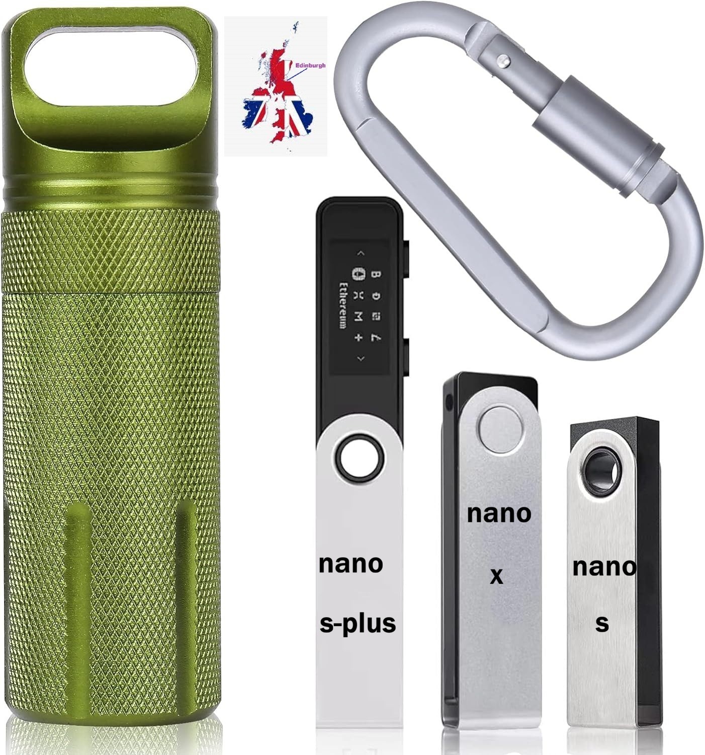 Metal capsule for Ledger nano X  &  S plus- waterproof airtight fire resistant