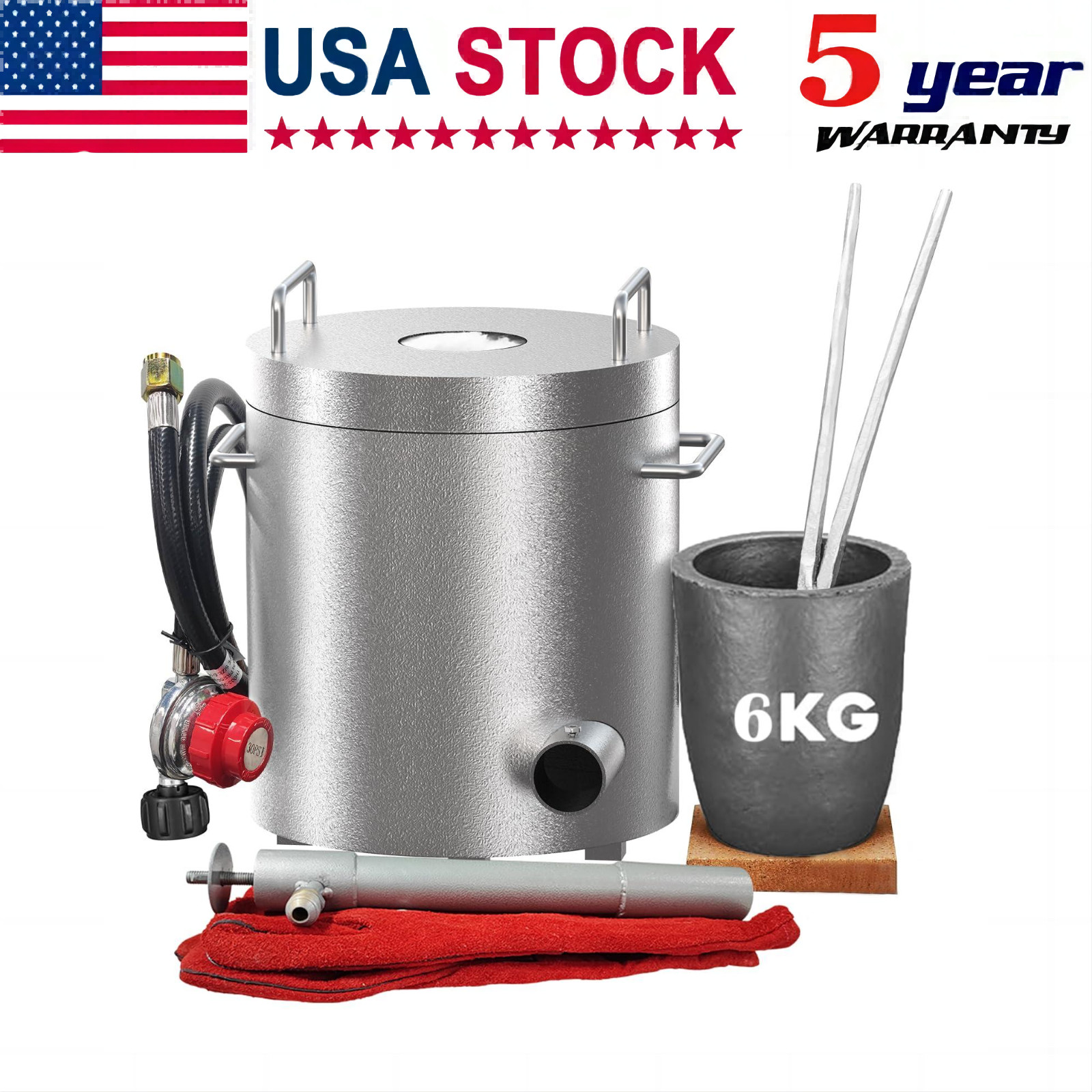 6KG Propane Melting Furnace Kiln Kit Smelt Scrap Metal Gold Silver Copper 2372°F
