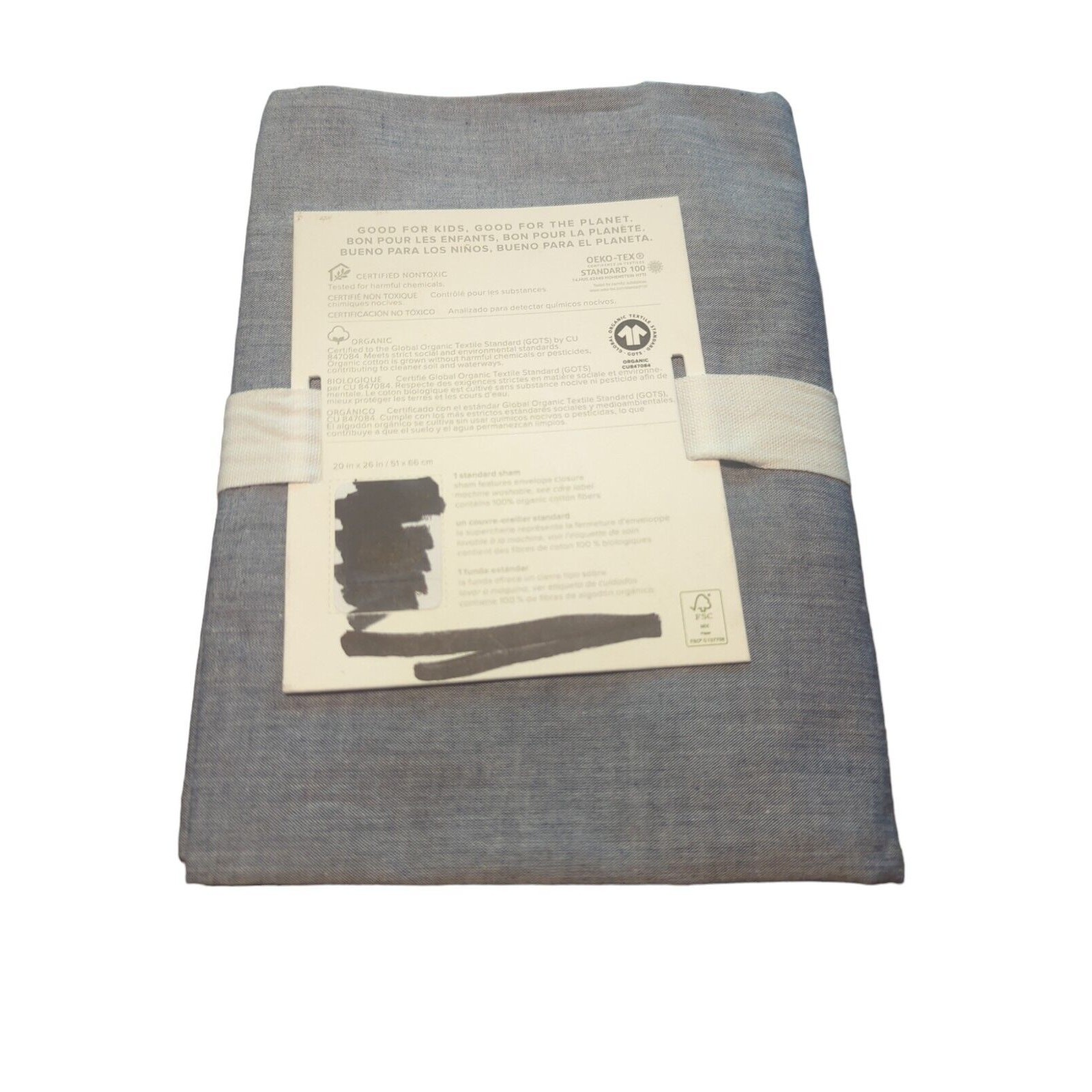 Pottery Barn Linen Pillow Sham Chambray Blue 1 Standard Sham New