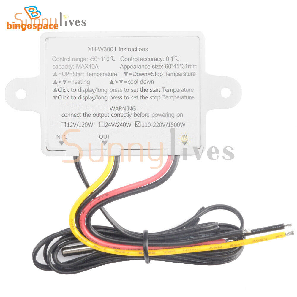 AC110-220V Digital Temperature Controller 10A Thermostat Control Switch Probe