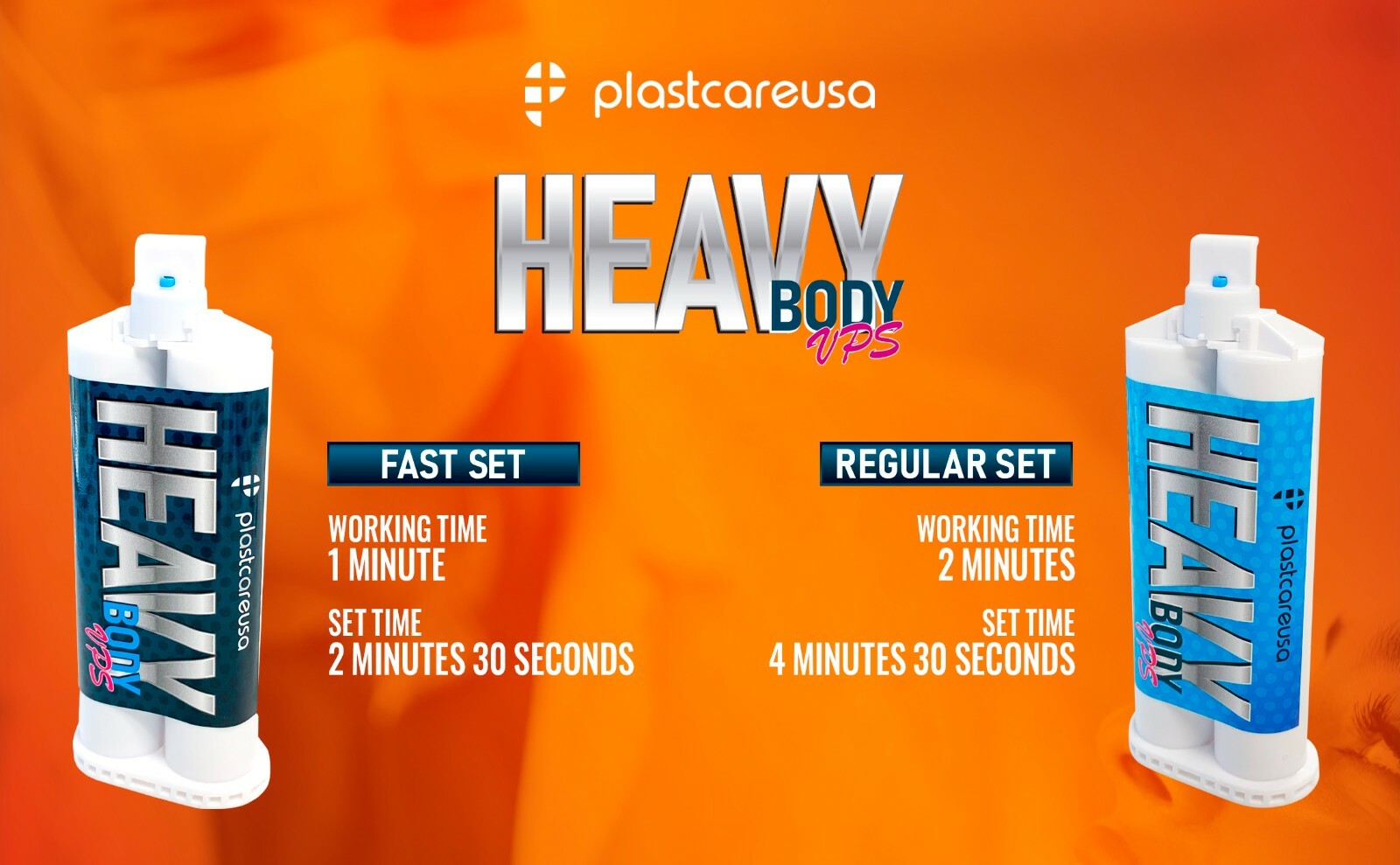 PVS Heavy Body Impression Material – Regular Set (8 Cartridges + 16 Tips)
