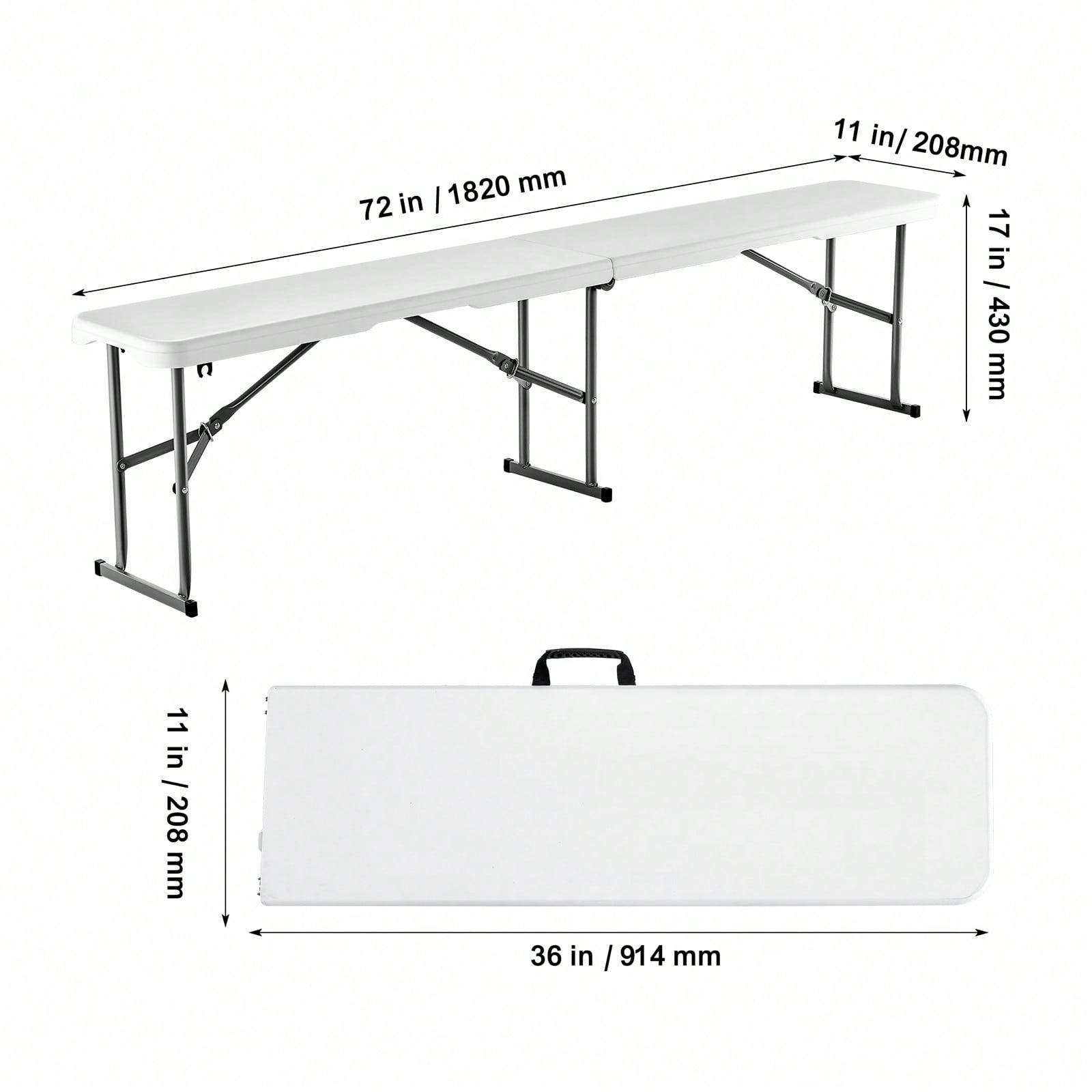 Plastic Folding Bench, 6 FT Portable Folding Bench