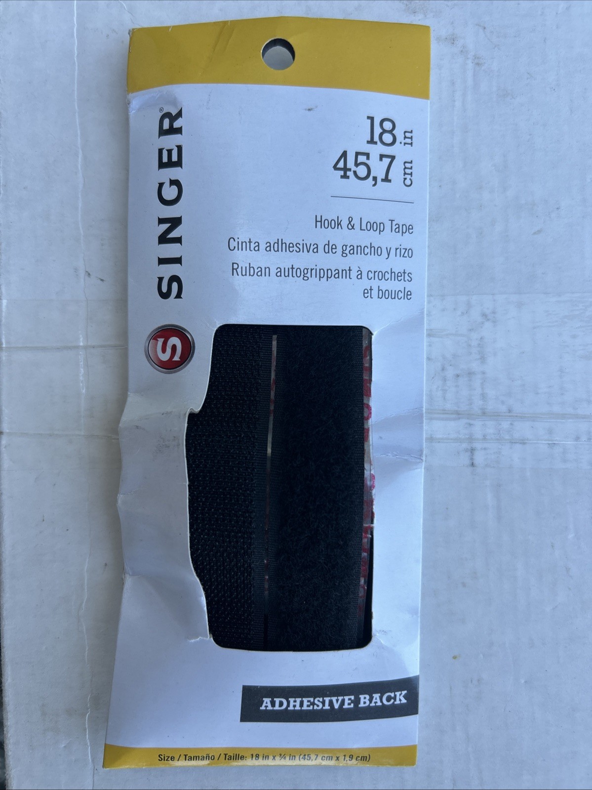 Singer Hook and Loop Adhesive Back Tape, 3/4 x 18-Inch, Black