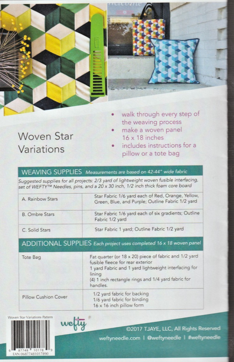 Woven Star Variations - QUILT PATTERNS - Wefty - 16" x 18" Pillow Tote Weaving