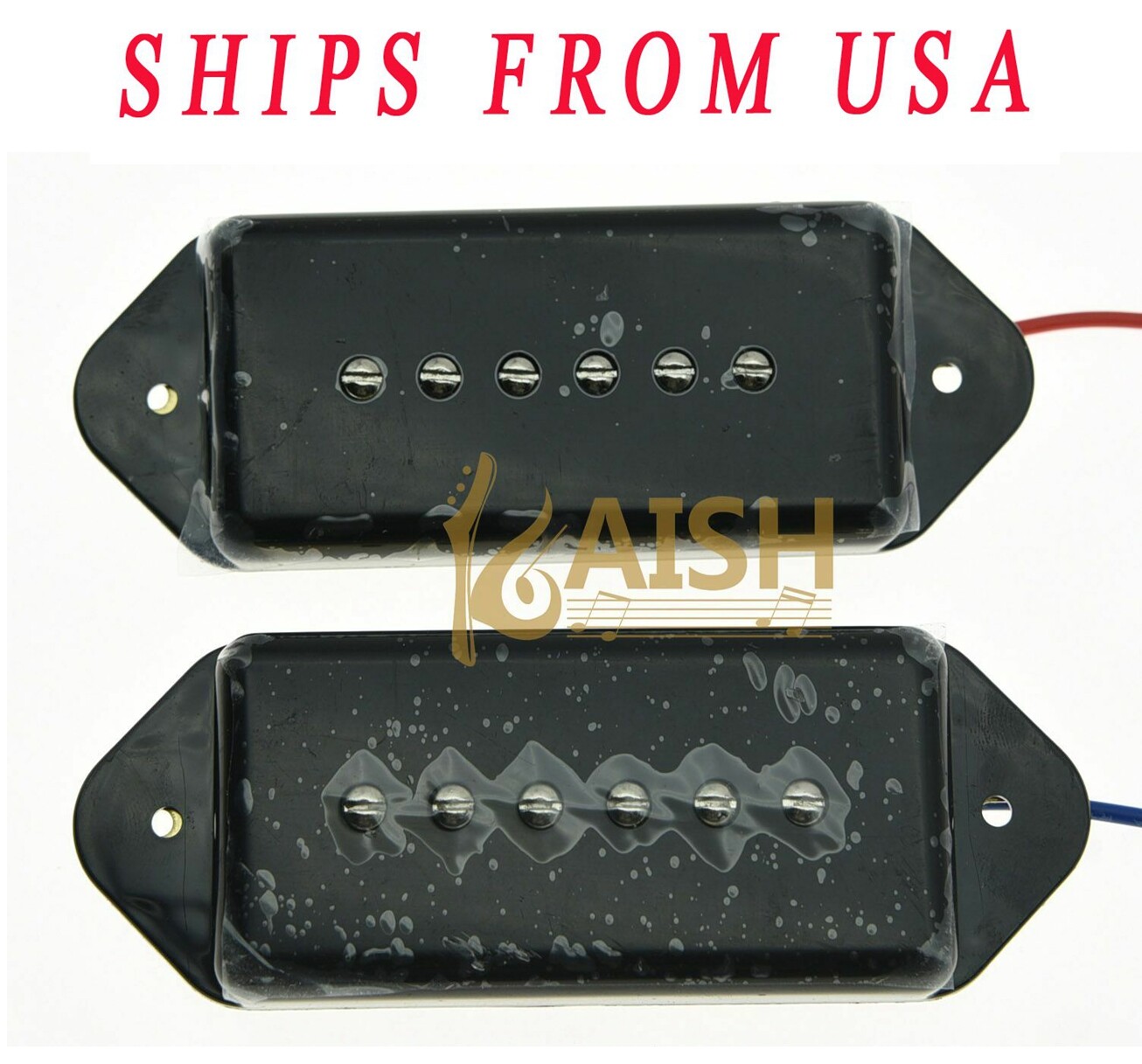 Black P90 High Power Sound Neck&Bridge Dogear Pickups Soapbar Pickup Sets