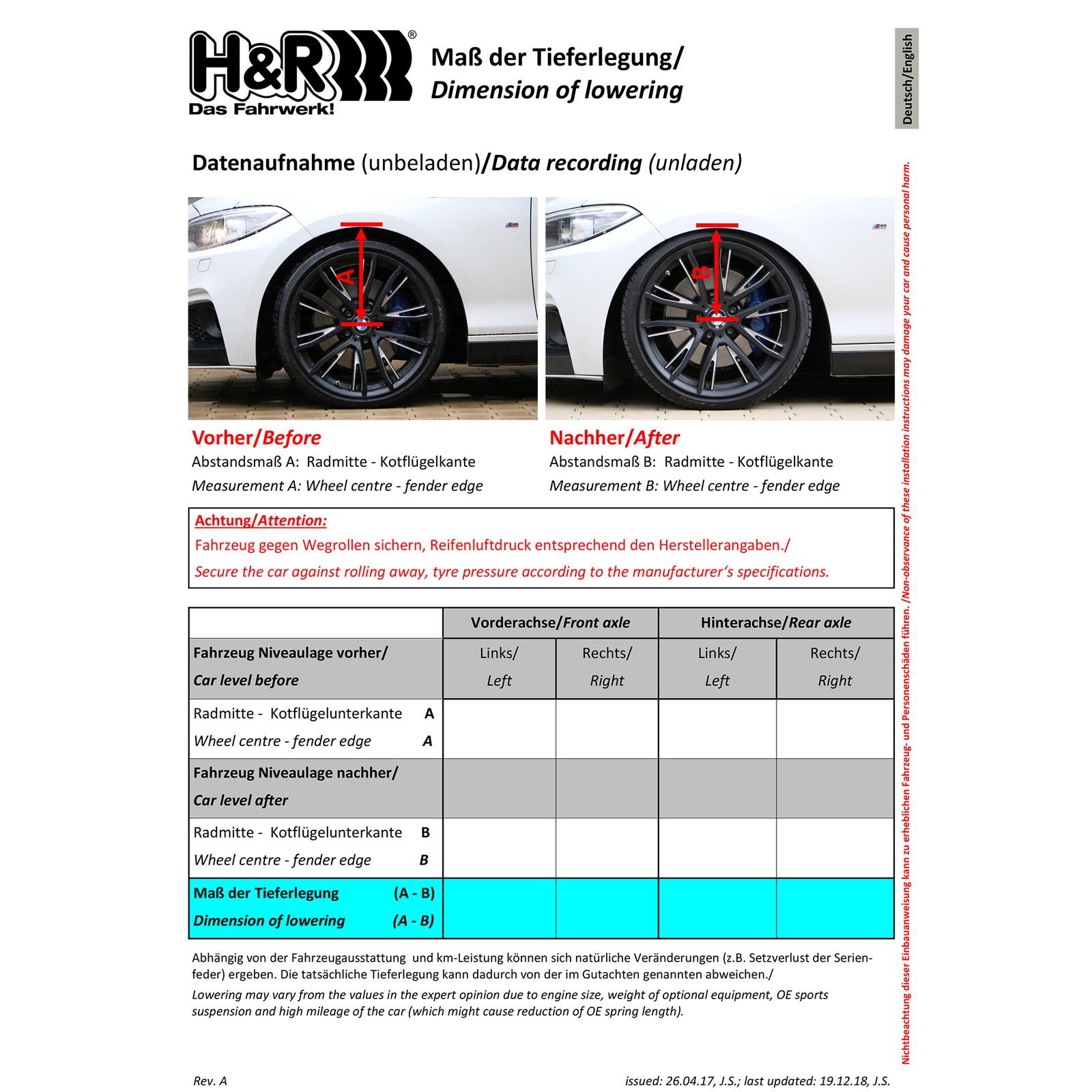 H&R 54622-4 Lowering Sport Front and Rear Springs Kit for 08-16 Toyota Venza AWD