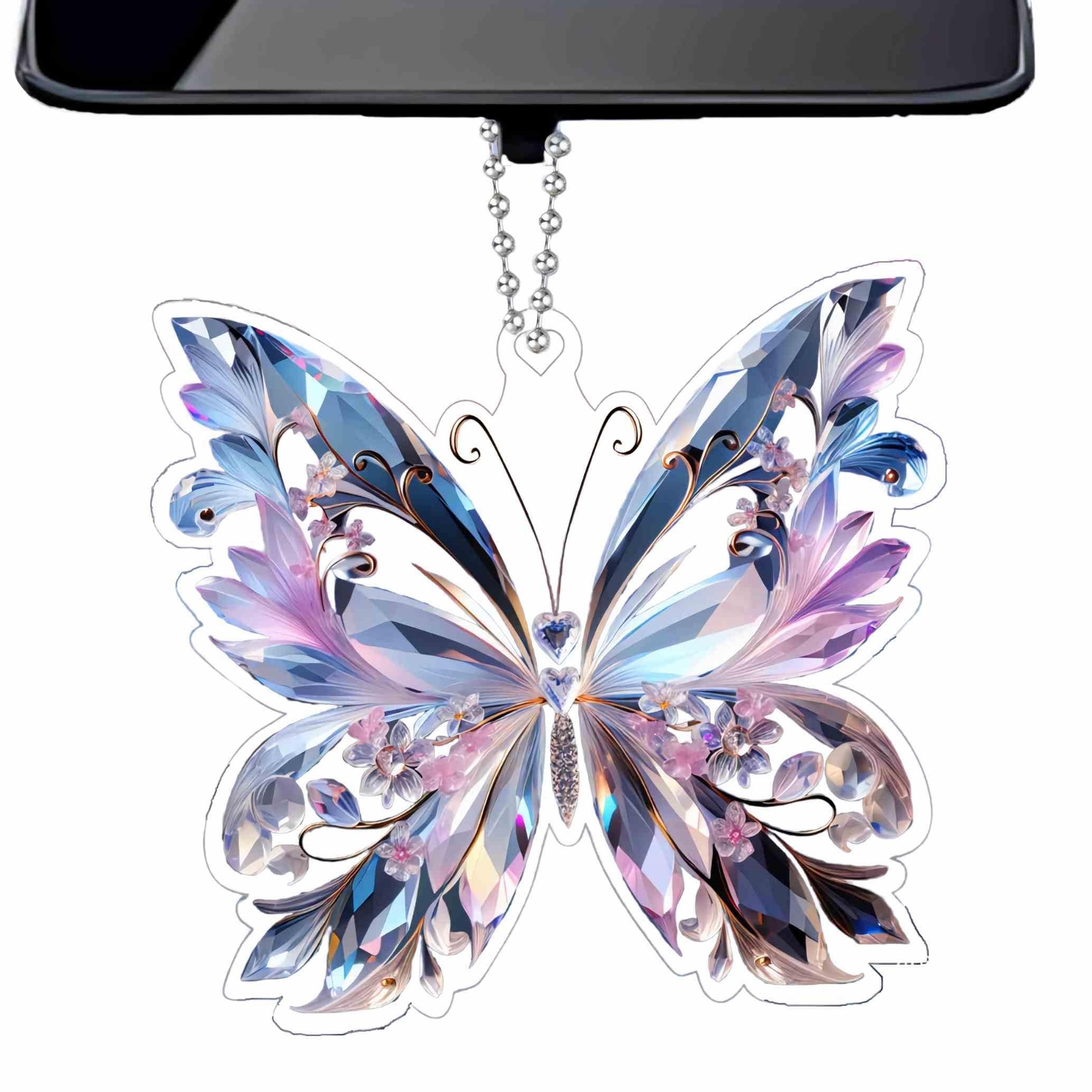 Crystal Butterfly car Accessories for Women, Butterfly car Rear View Mirror C...