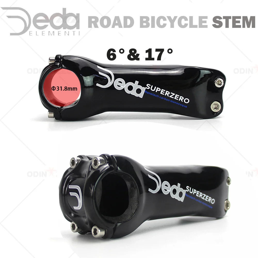 Road Bicycle Stem Carbon Fiber Black Glossy MTB Angle 6/17 Degree Stem 31.8mm