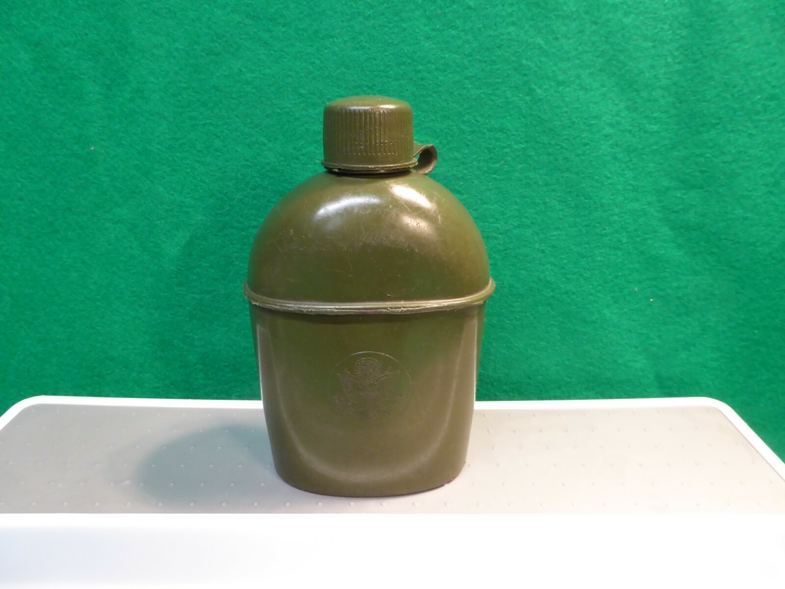 Vintage 50s 60s MARX Toys US Army Military Style Green Plastic Water Canteen USA