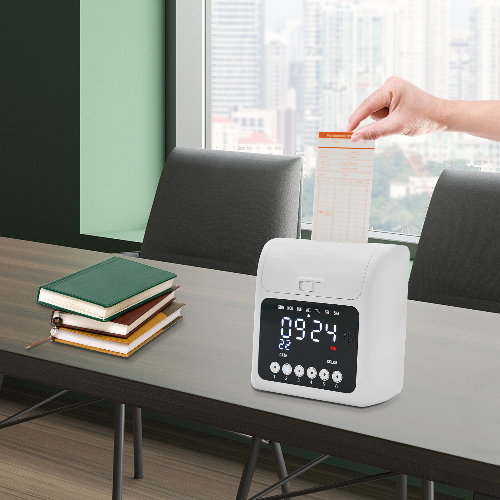 Time Clock Punch Card Employee Attendance Machine LCD Display Check- in Machine