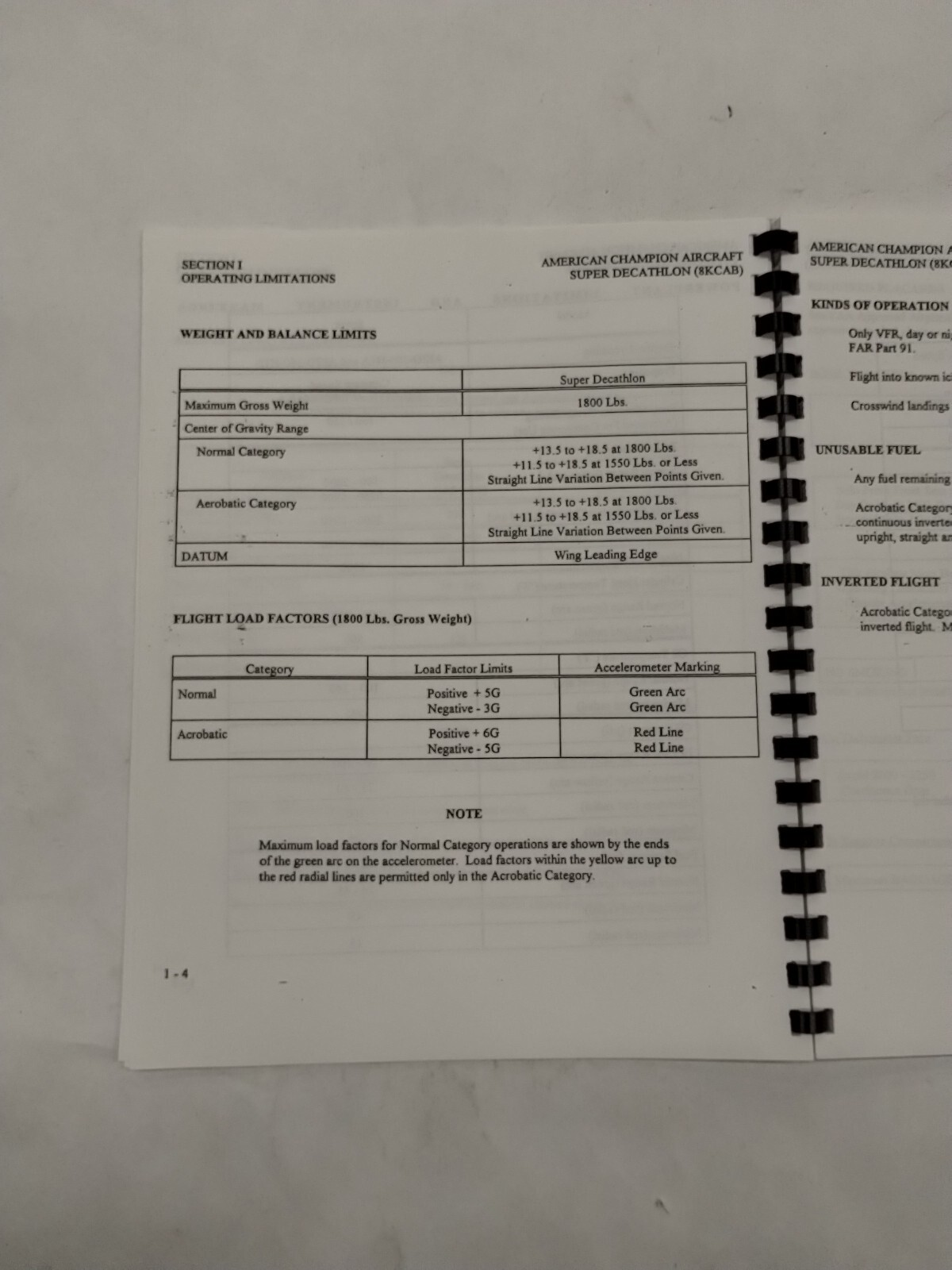 American Champion Super Decathlon 8KCAB Pilots Operating Manual-Copy