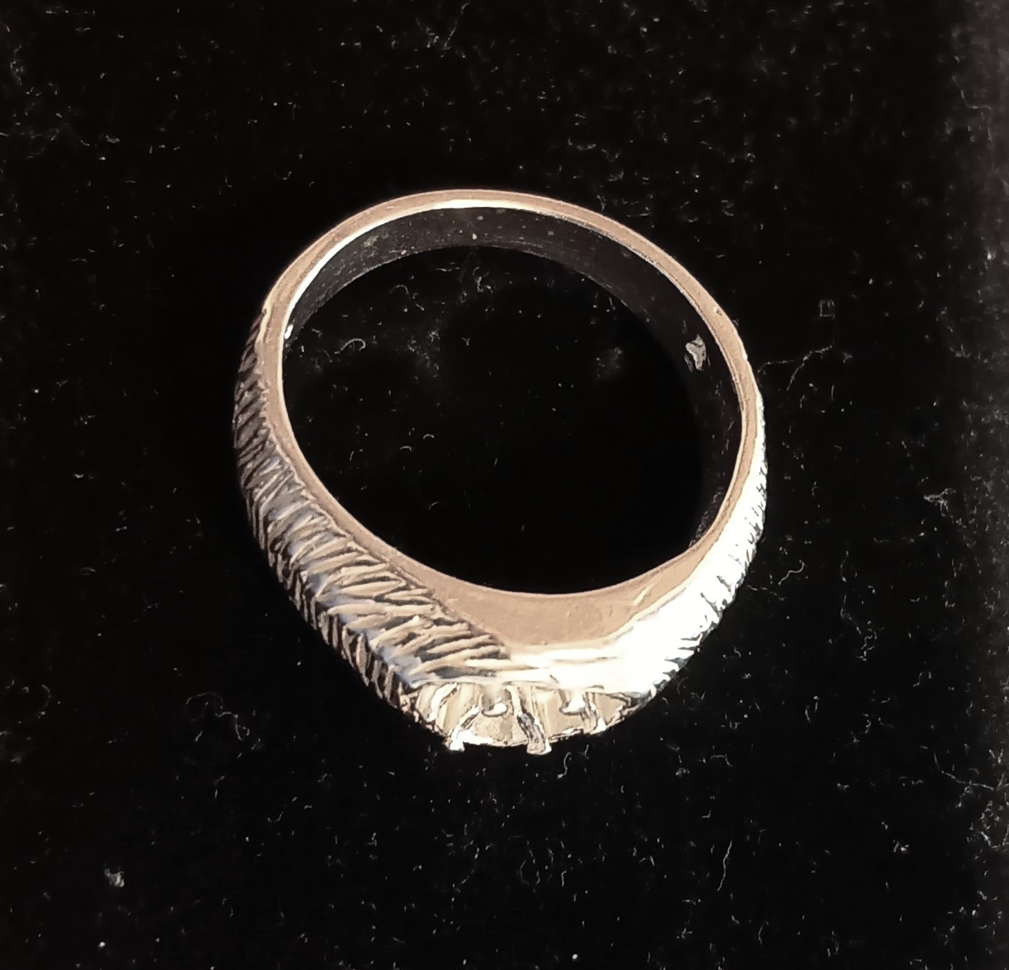 6 mm Trillion Triangle Setting Ring Solid 925 Silver Textured Pre-Notched Size 9