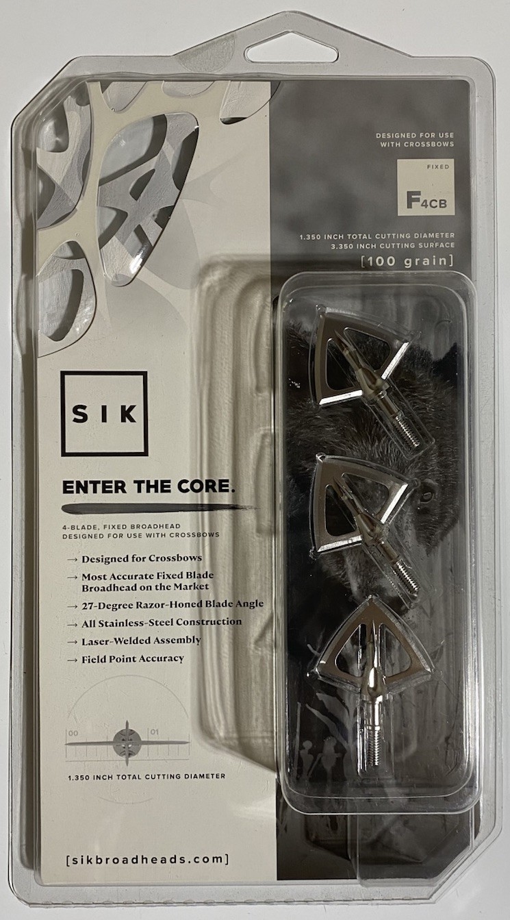 New SIK F4CB Fixed Blade Broadheads 3 Pack 100 Grain Archery Bowhunting Crossbow