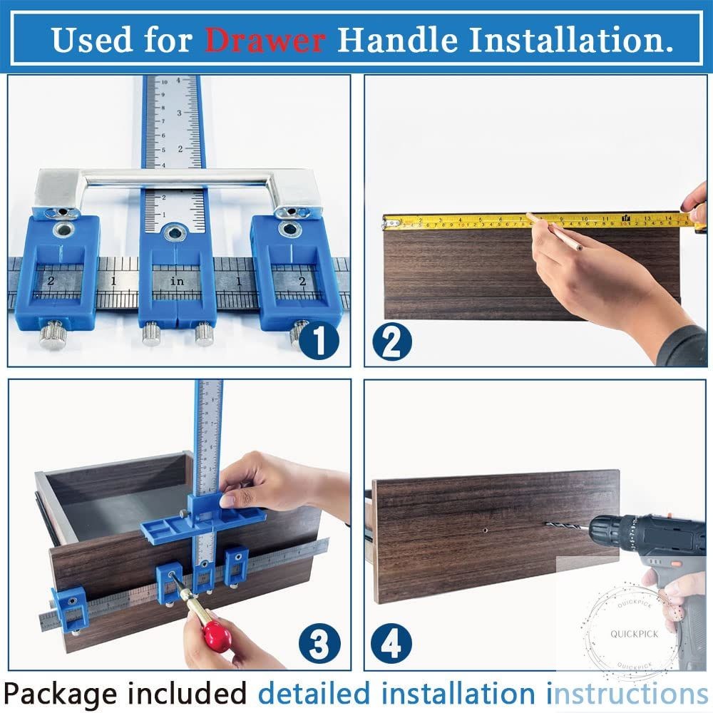Cabinet Hardware Jig, Cabinet Handle Jig with Automatic Center Punch, Avoid Jitt