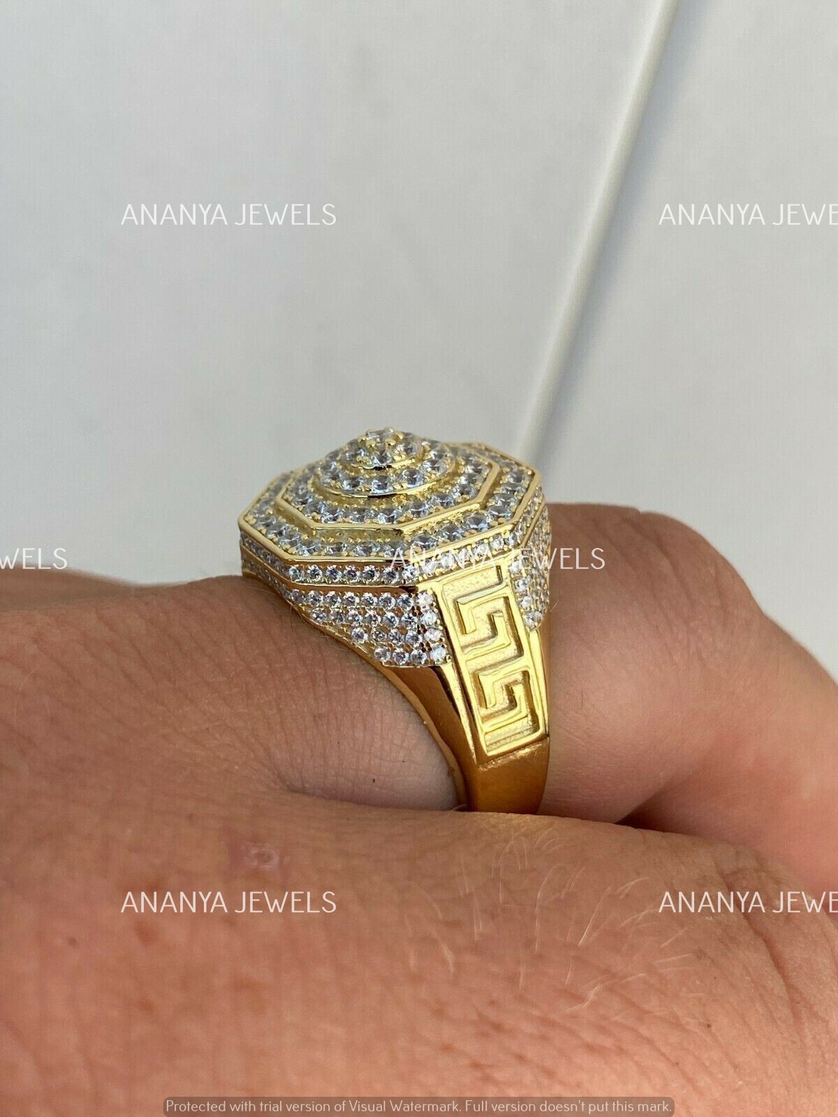 2.50ct Round Cut Moissanite Wedding Engagement Pinky Ring 14K Yellow Gold Plated