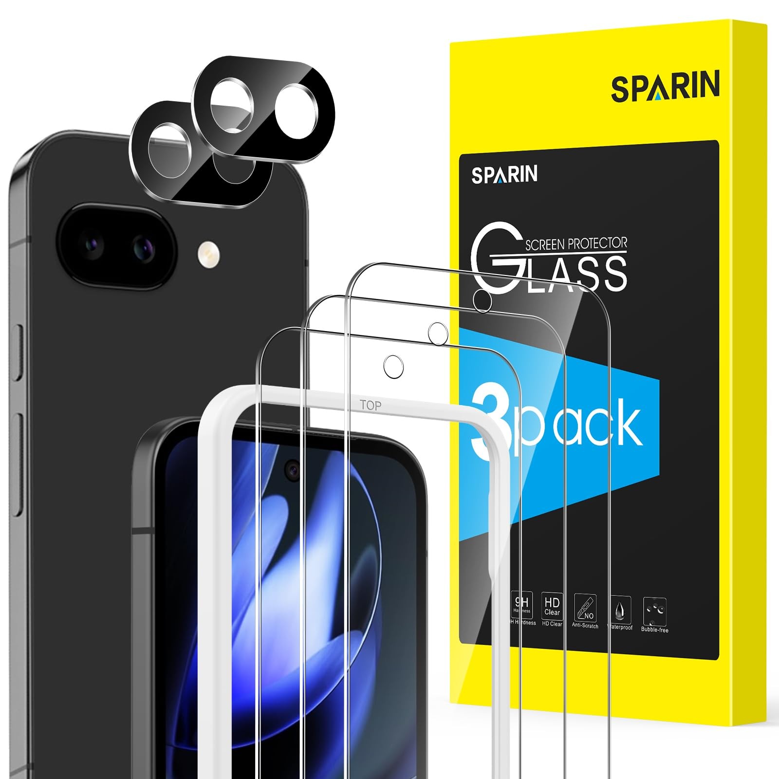 SPARIN Screen Protector for Google Pixel 9A,[3+2 Pack] 9A, clear