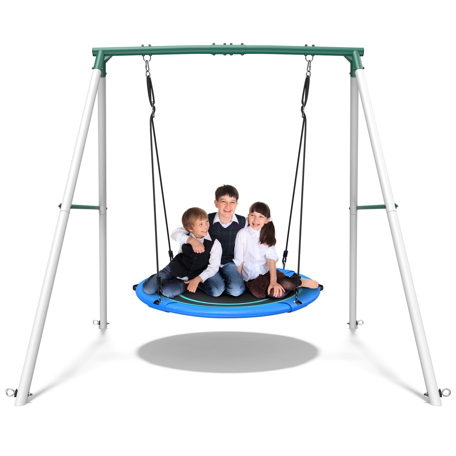 500lbs Heavy Duty Metal Swing Set for Kids Adults Backyard with 50" Saucer Swing