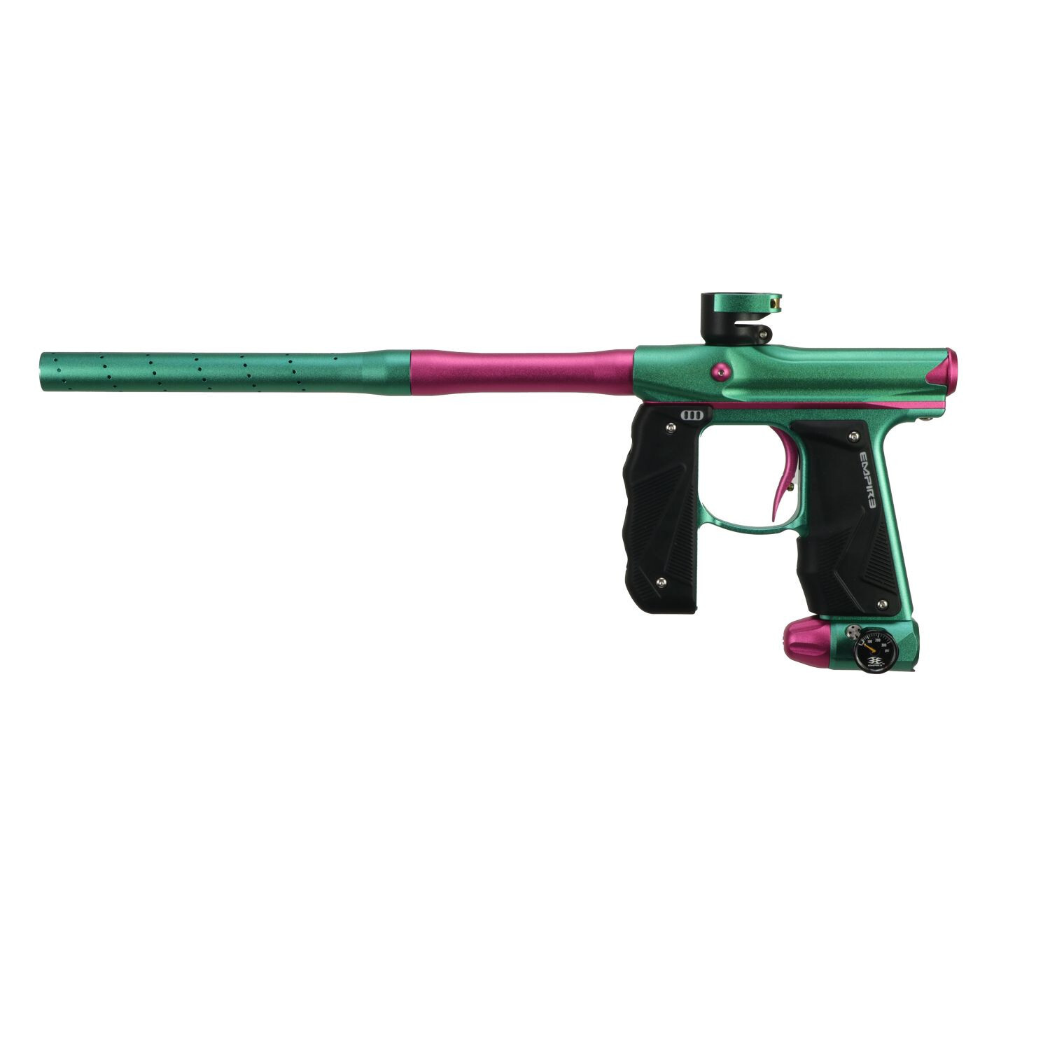 Empire Mini GS Dust Teal/Hot Pink Paintball Gun w/Halo Too Loader Grey Combo