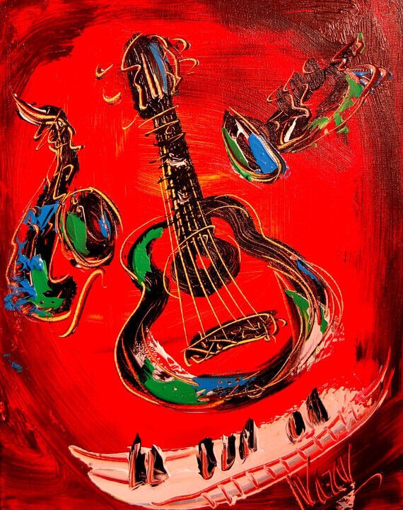 IMPRESSIONIST MODERN ART STRETCHED CANVAS  MUSIC COFFEE LANDSCAPE
