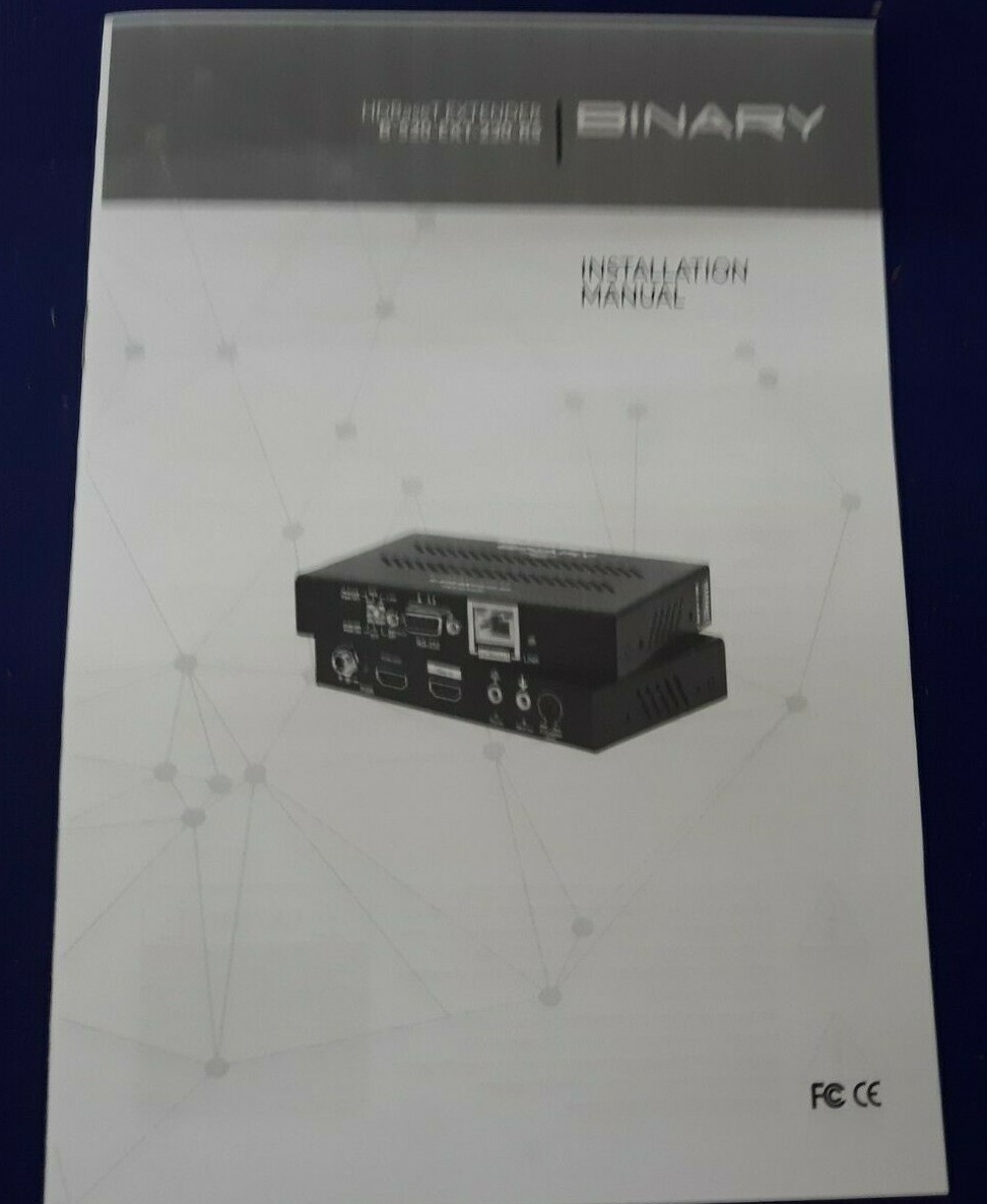 BINARY HDBaseT Extender Manual B-520-EXT-230-RS Manual