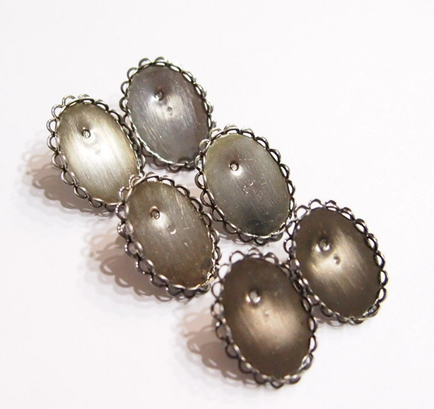 8 Pairs - 25x18mm 12 Antique Silver Victorian Deco Scallop Loop Earring Settings