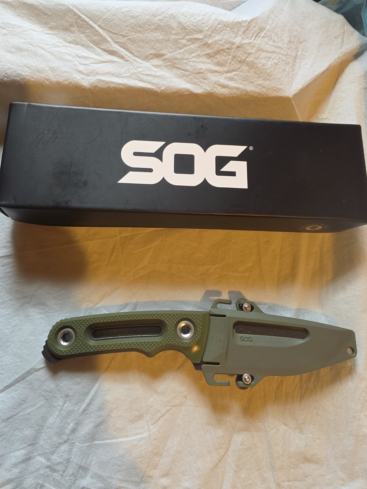 SOG Knife PROVIDER FX 3.75” Black Steel Fixed Blade 17-35-01-57 G10 Olive