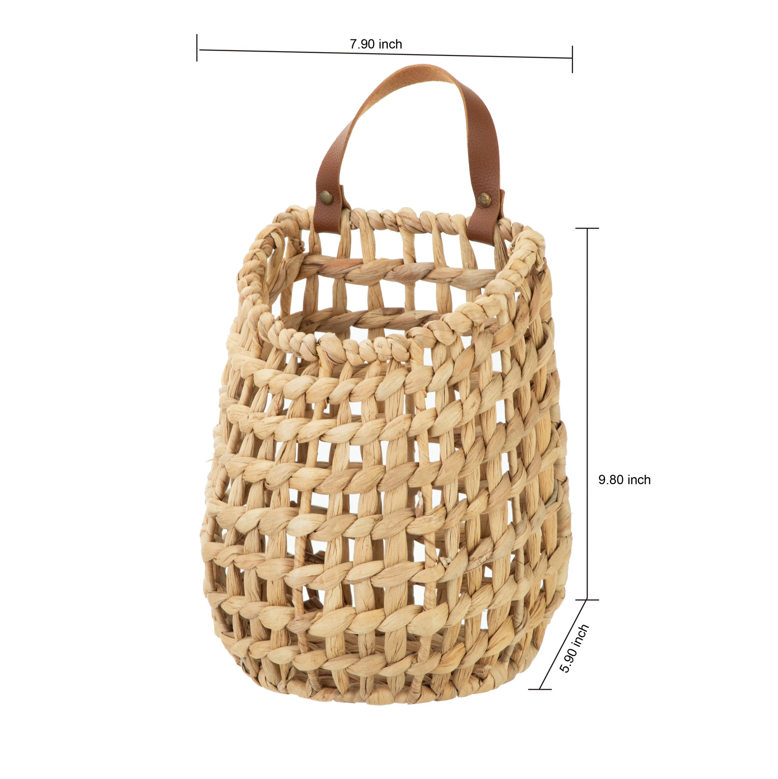 Better Homes & Gardens Water Hyacinth Hanging Basket with Faux Leather Strap