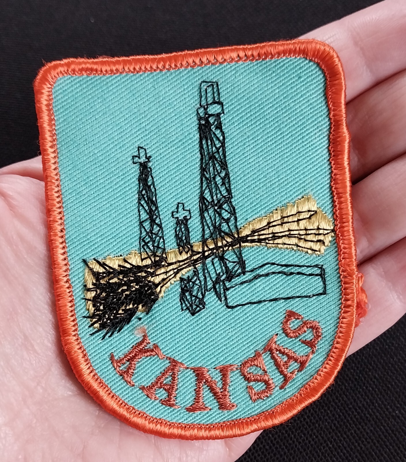 Vintage Kansas Collectors Wheat State Oil Culture Tourist Souvenir Travel Patch