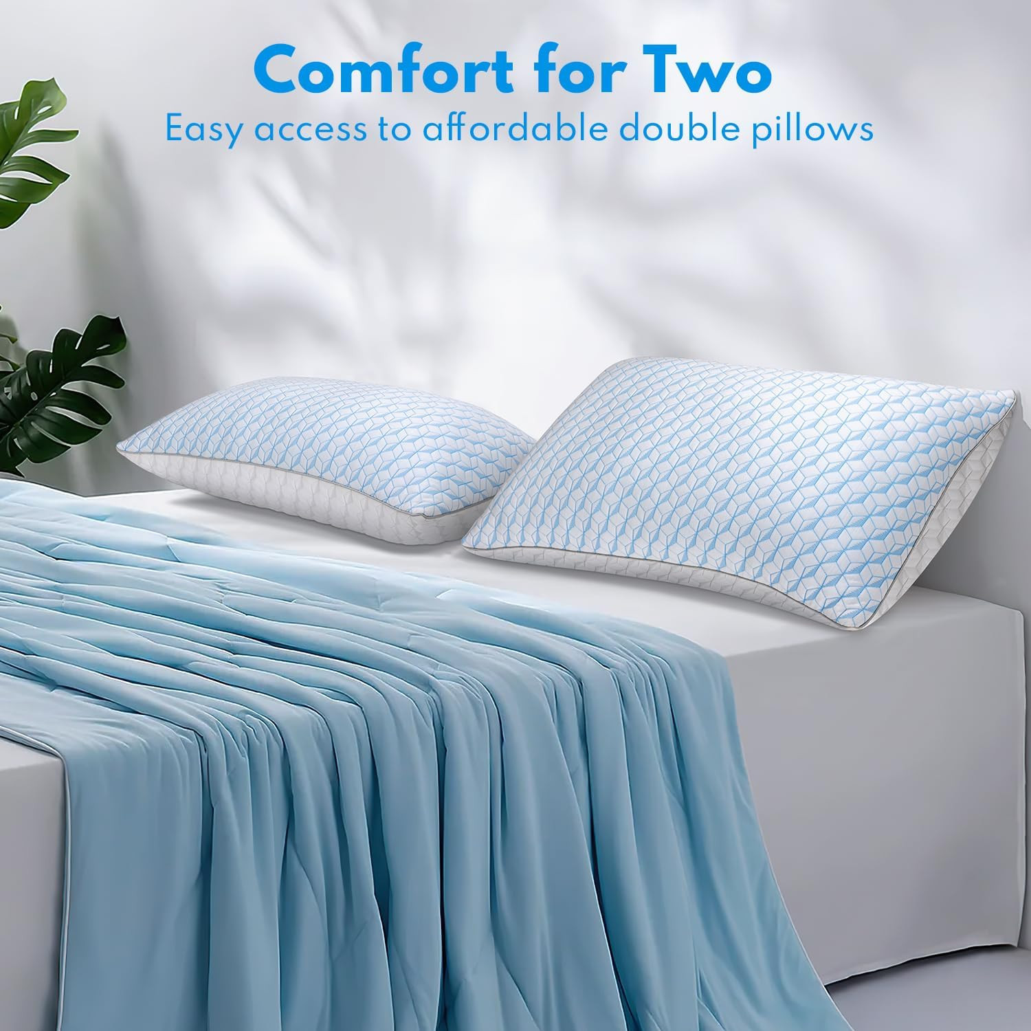 Bed Pillows Queen Size for Sleeping - Breathable Cooling Down Alternative Soft P