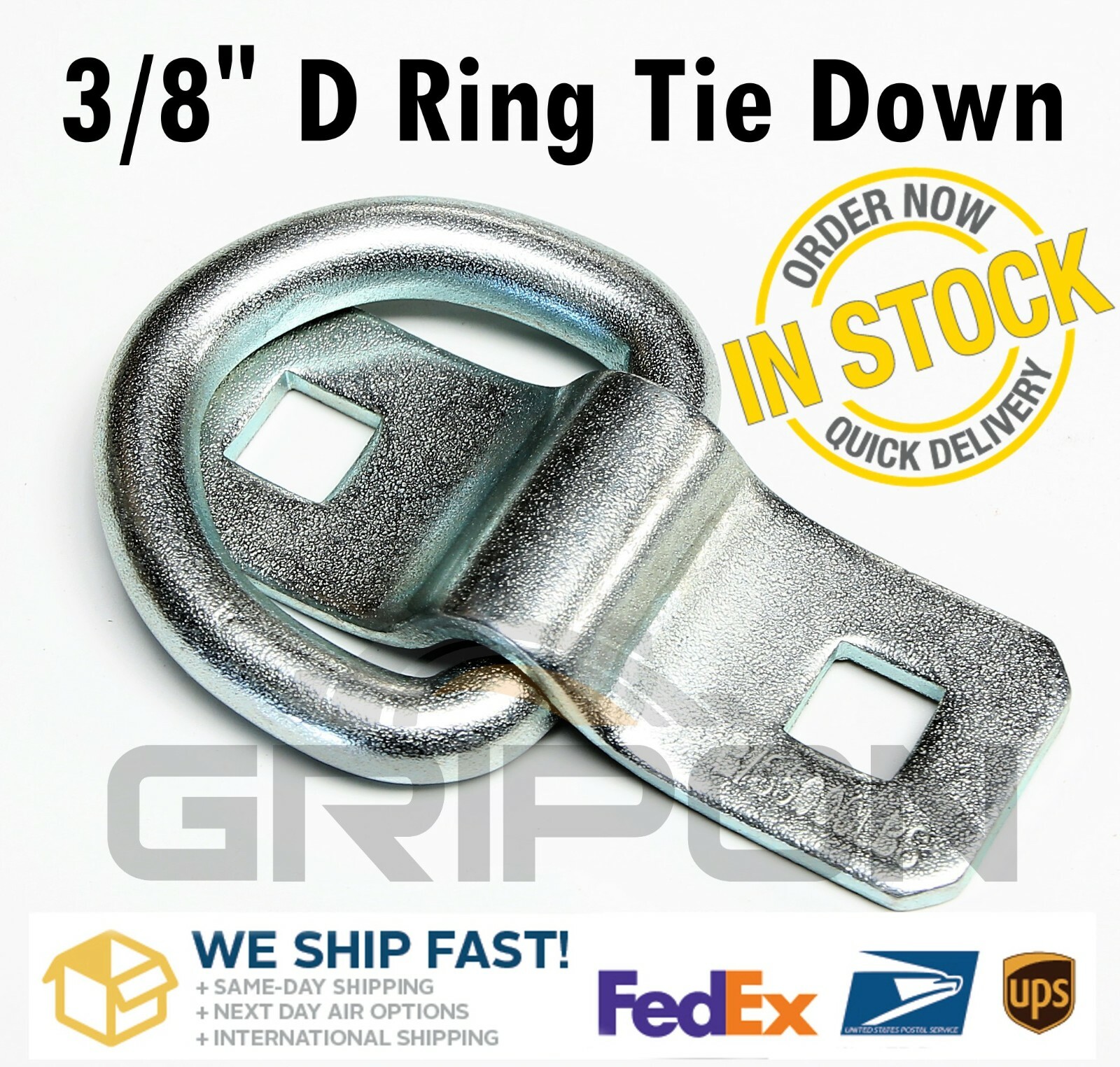 20x 3/8" D Ring Tie Down 5000lbs Surface Mount Anchor Flatbed Van Trailer Cargo