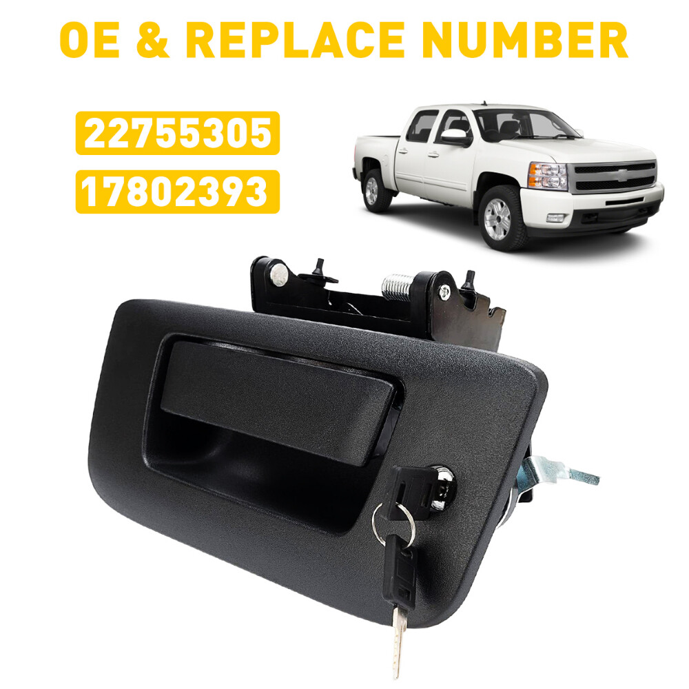 Tailgate Handle Latch w/Lock & Bezel For 2007-2014 Chevy Silverado GMC Sierra