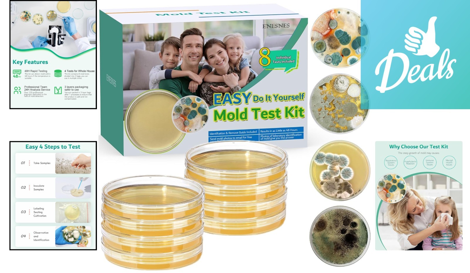 8 Mold Kit for DIY Home Detection - Air Quality & Surface Testing Made Easy