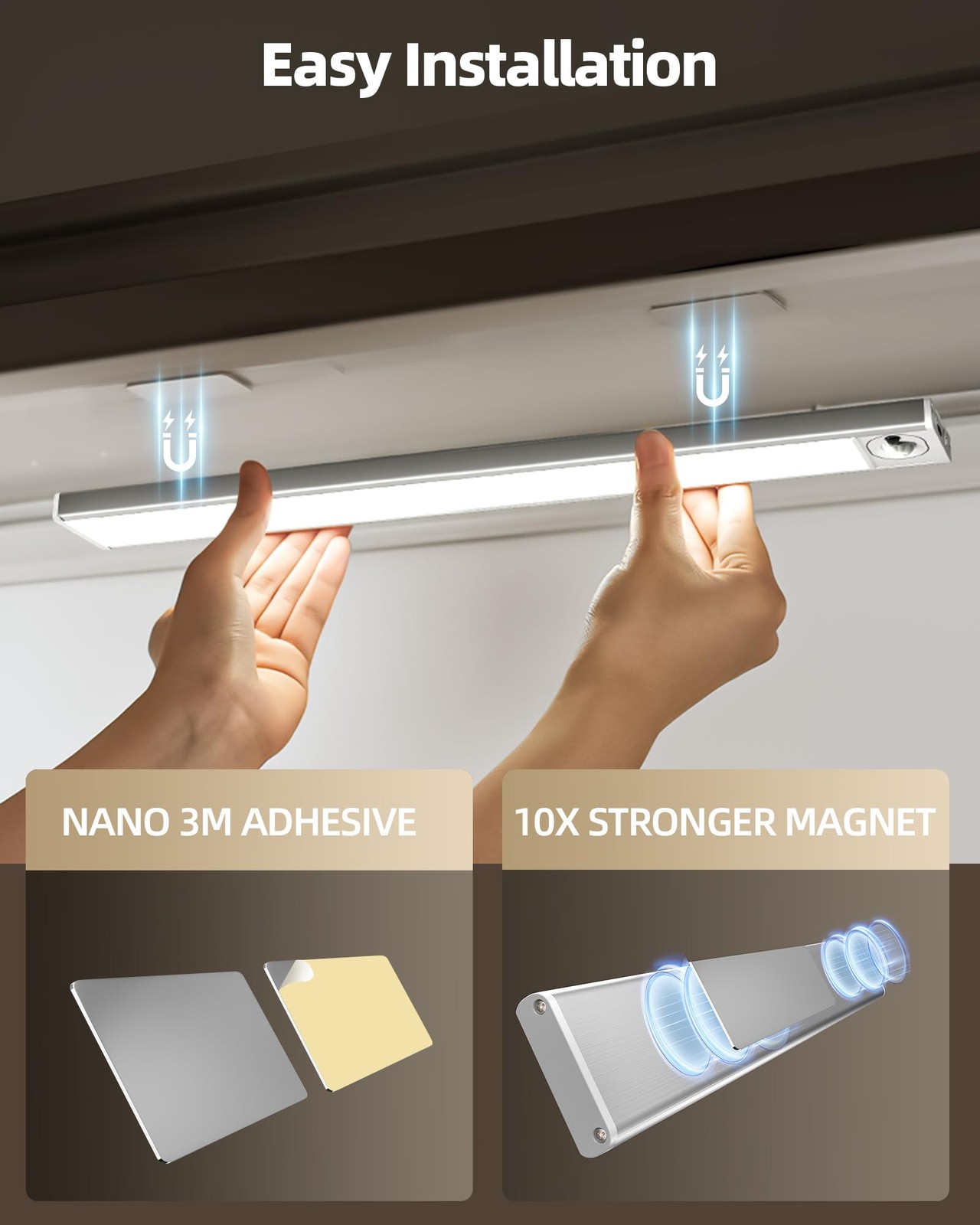 2Pack 16inch Under Cabinet Lighting, Rechargeable Motion Light Indoor, Dimmab...