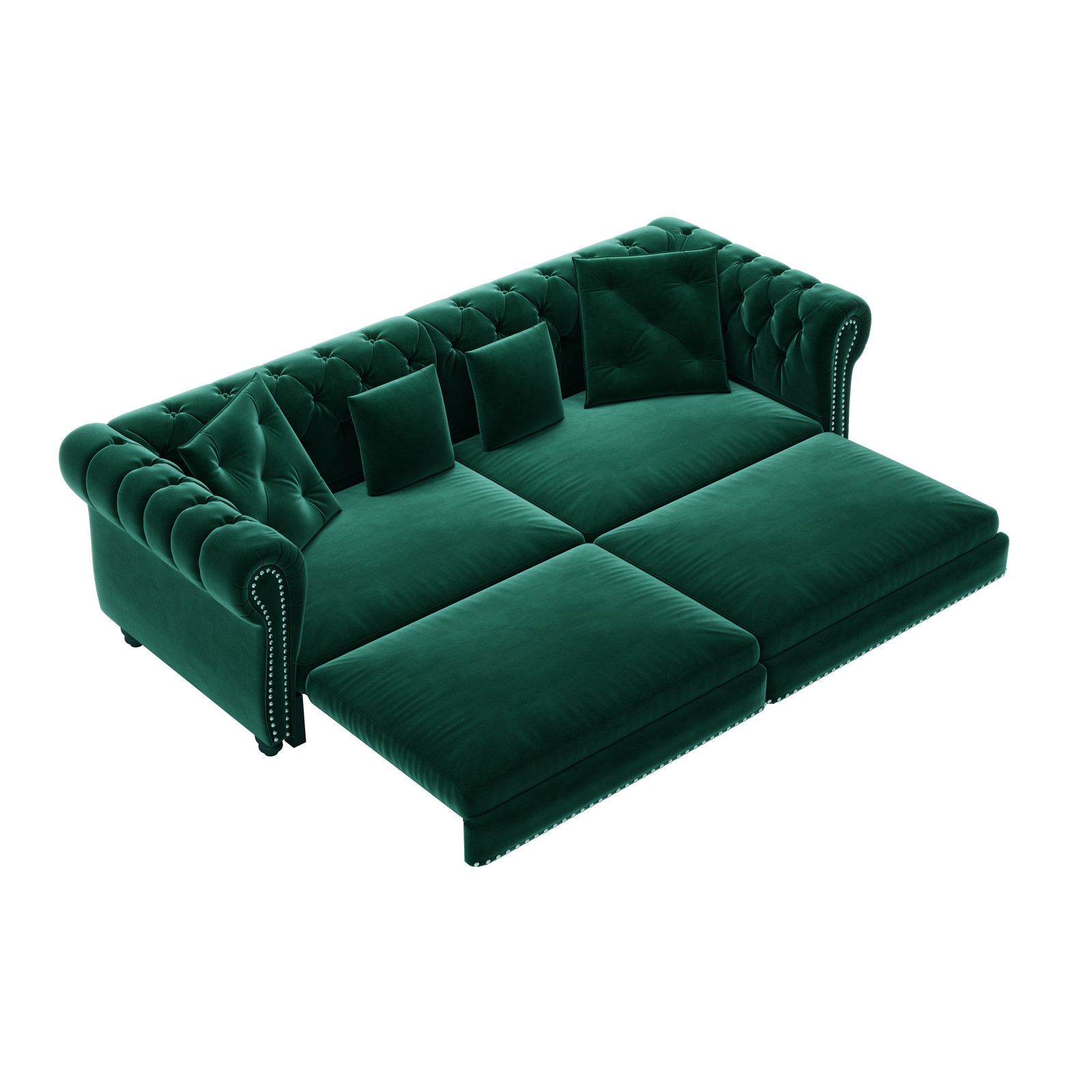 Chesterfield Sofa, 89 " W 3-in-1 Pull-Out Sofa Bed, Convertible Sleeper Sofa Bed