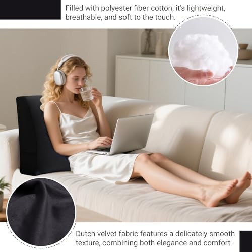 Back Support Pillow for Couch – Bed Rest Back Pillow with Removable Black